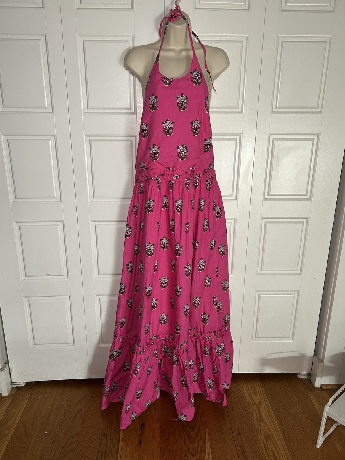 NWT Rhode Salena Dress XL Marigold Pink Floral Boho Vacation Halter Maxi