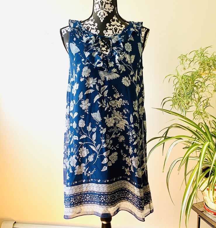 Max Studio blue/ light blue floral cheeky dress, sizeS, Org$128