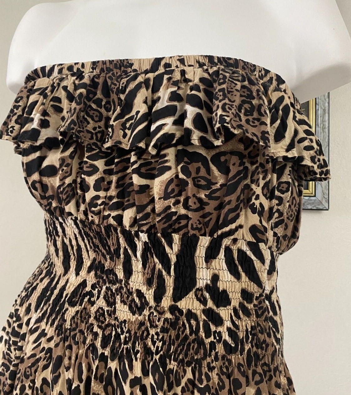 Love Heart Chesley Maxi Sleeveless Animal Print Brown Collarless Dress Size 2X