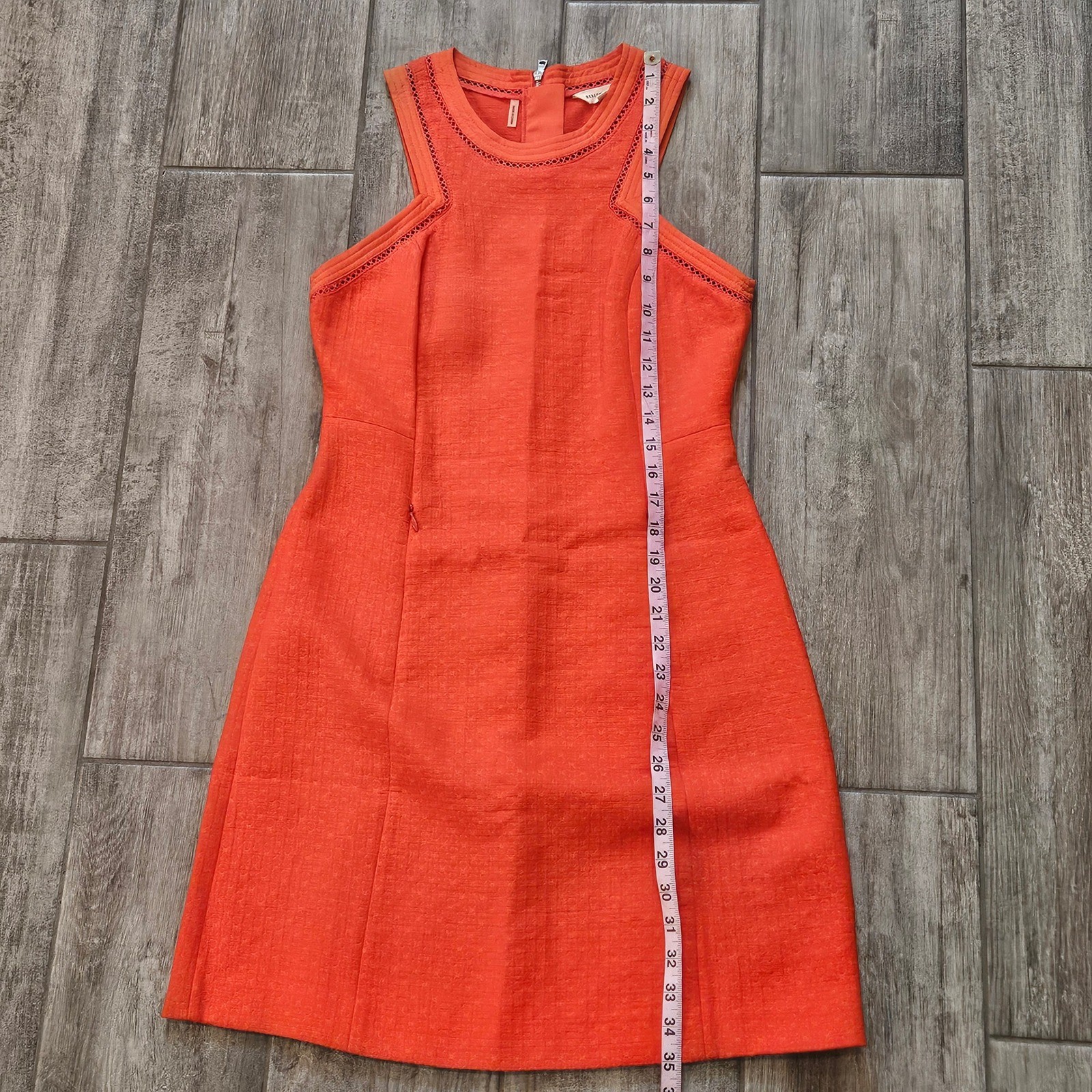 Rebecca Taylor Matelasse Sleeveless Dress Size 4 Orange Cocktail Summer Preppy