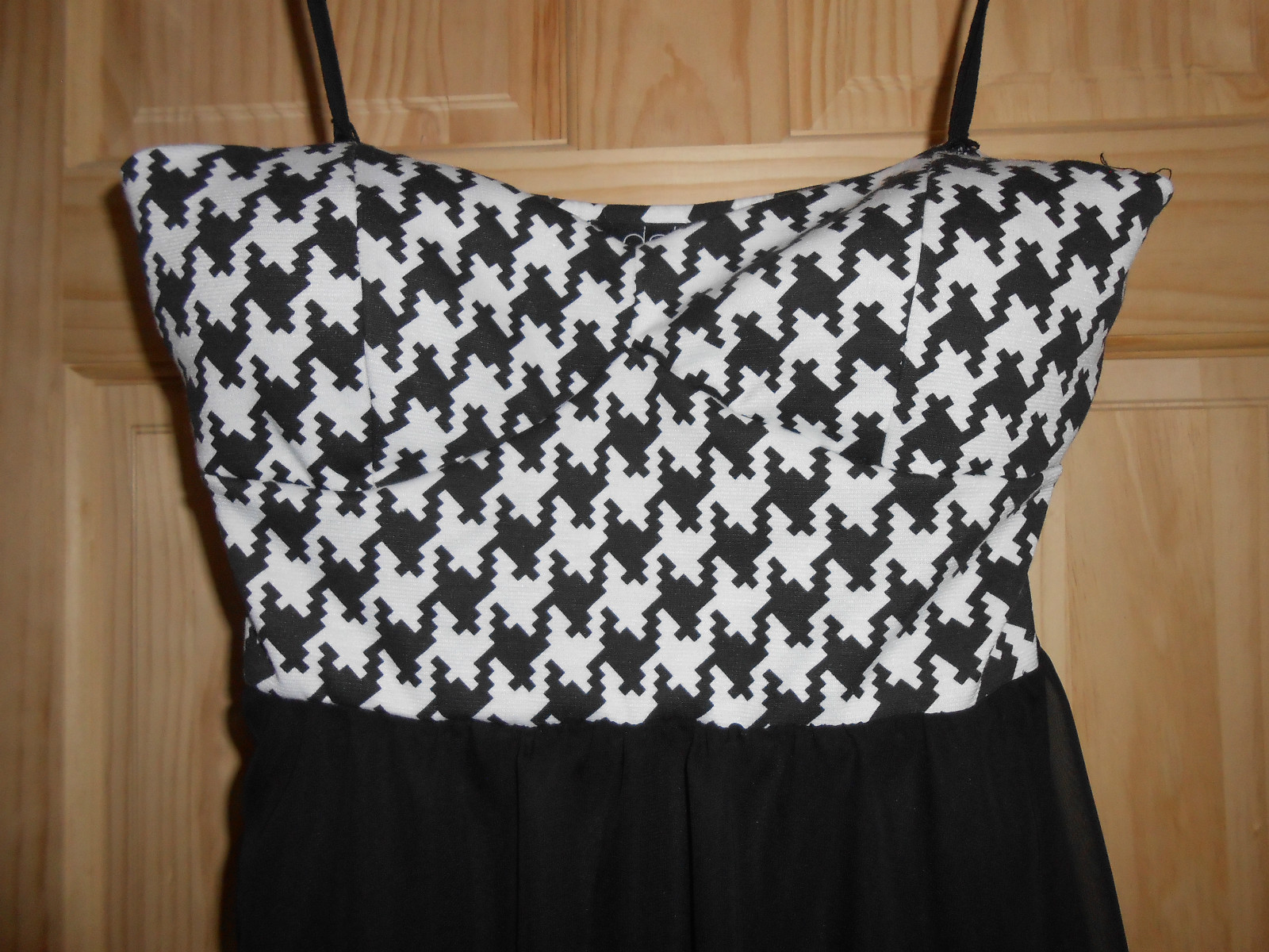 NEW sz Medium Deb Black & White LBD Strapless Sweetheart Bust Long/Short Dress!