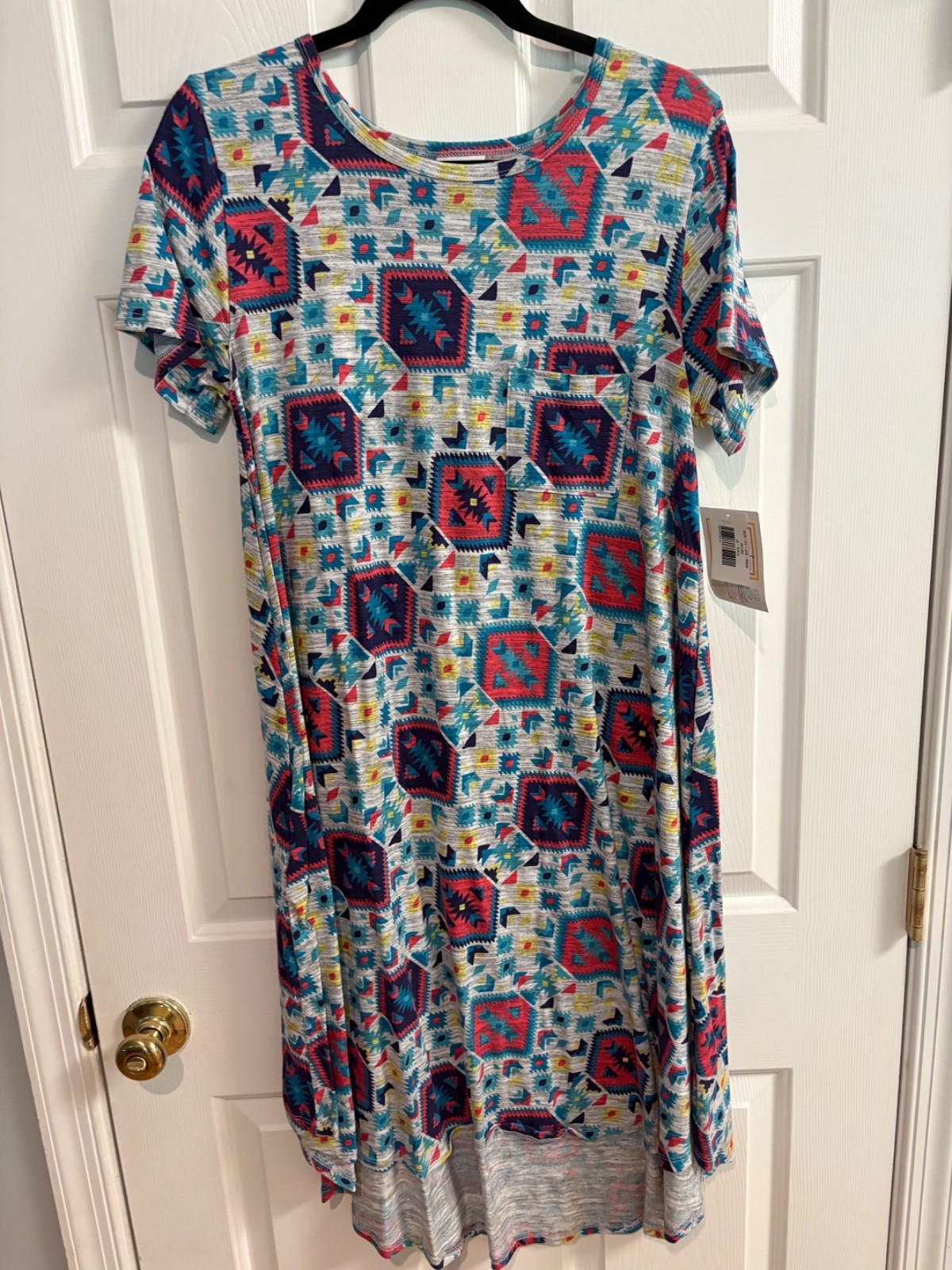 LuLaRoe NWT Carly dress Medium (8-10); geometric aztech-inspired print
