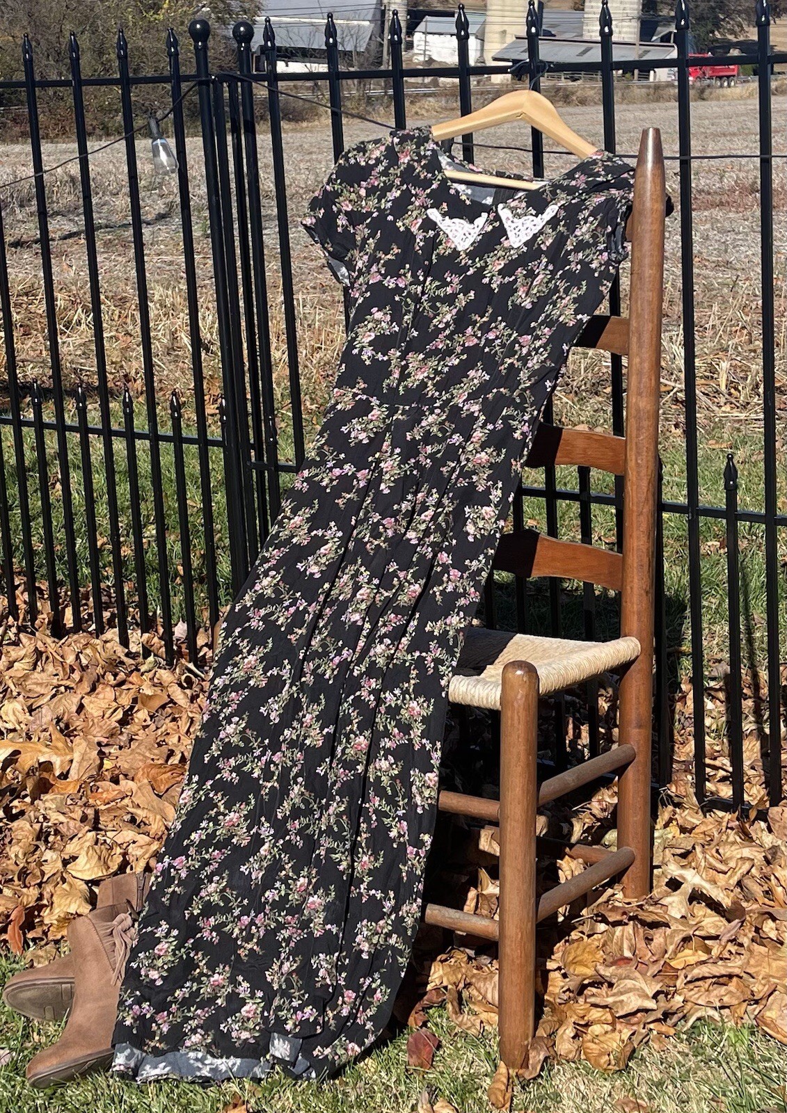 Vintage Joni Blair Black Floral Dress Size 5