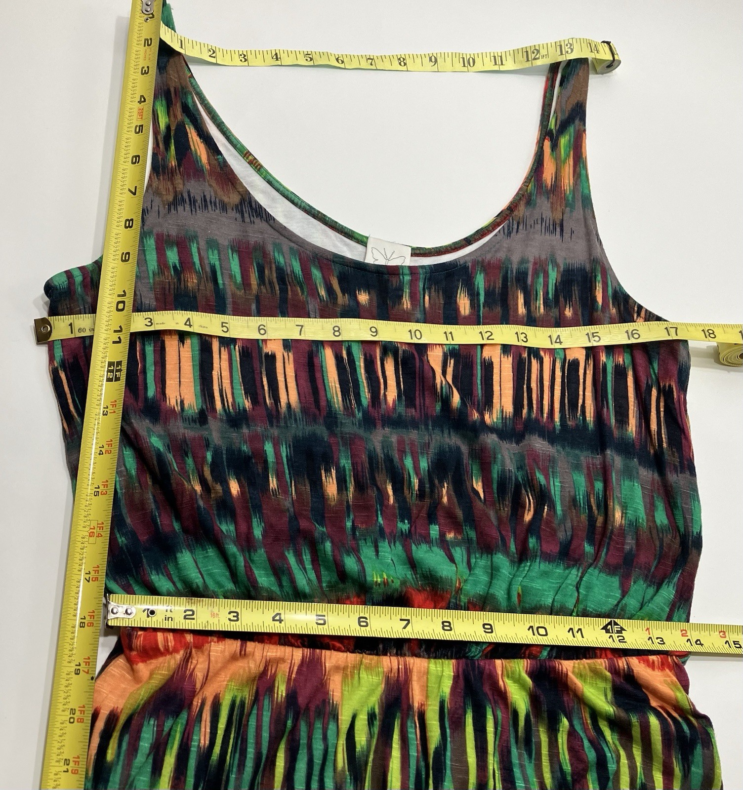 Vintage Ella Moss *Designer Sample* Multi Color Ikat Jersey Maxi Dress W Sz L
