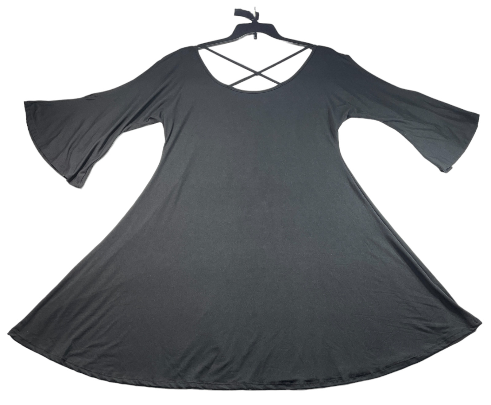 24 Seven Shirt Dress Womens Plus Size 1X Black 3/4 Sleeve New without tags