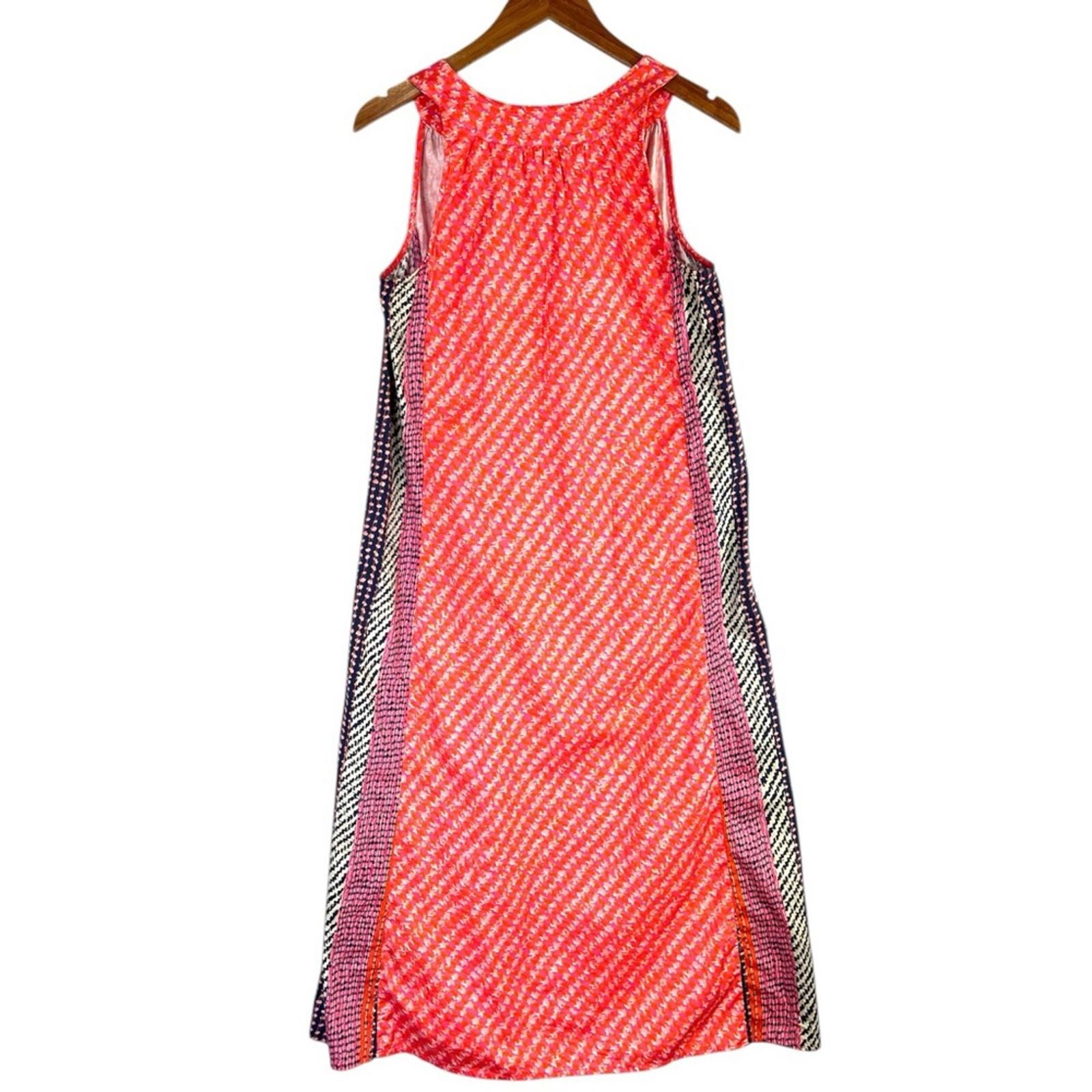NIC+ZOE Spotty Stripes Sleeveless Midi Dress in Coral Pink Multi New Size Small
