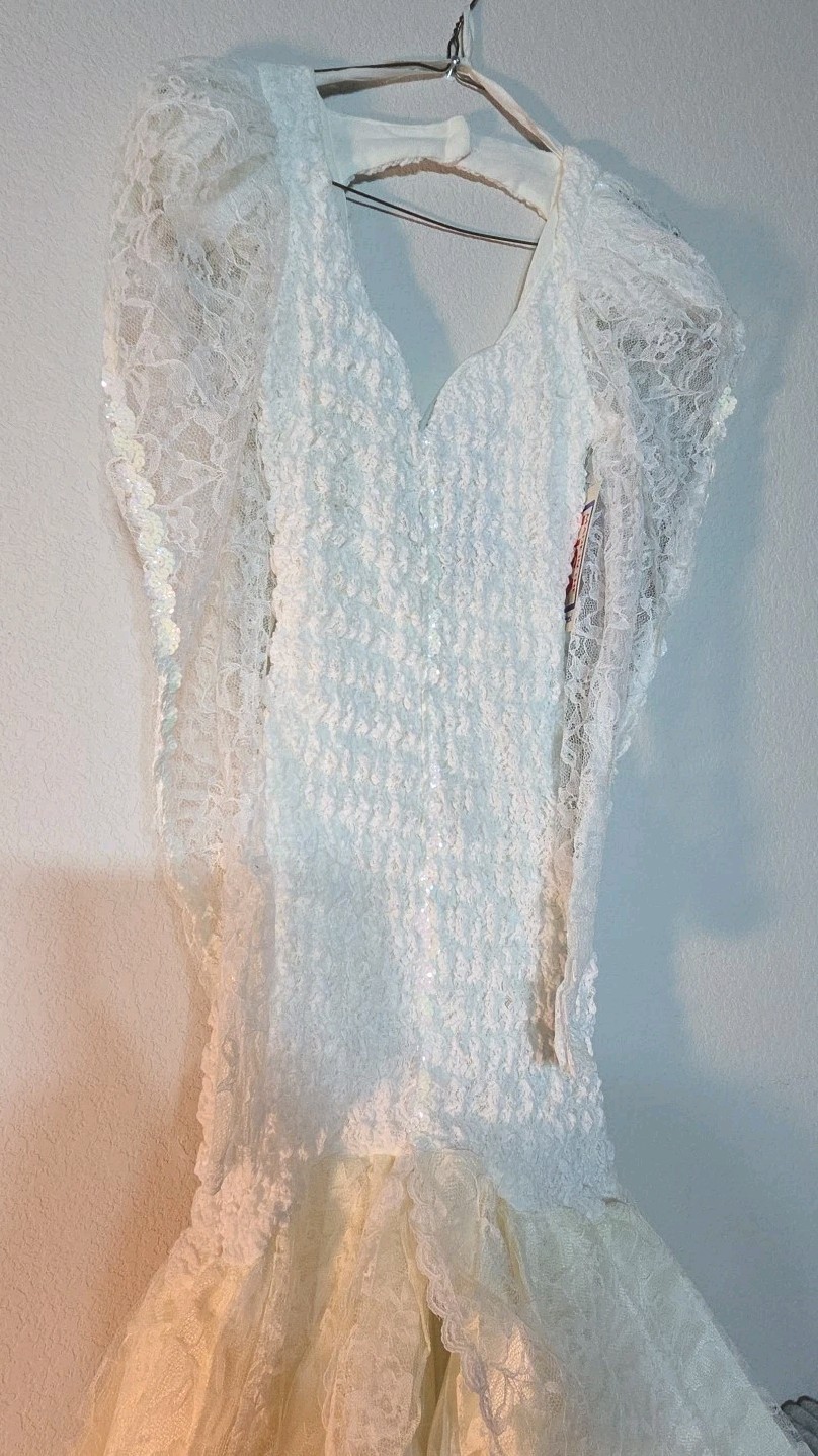 Vtg NOS ONON 80s Lace Sequins 100% Acetate Dress Formal Small Sz 3 USA Made NWT
