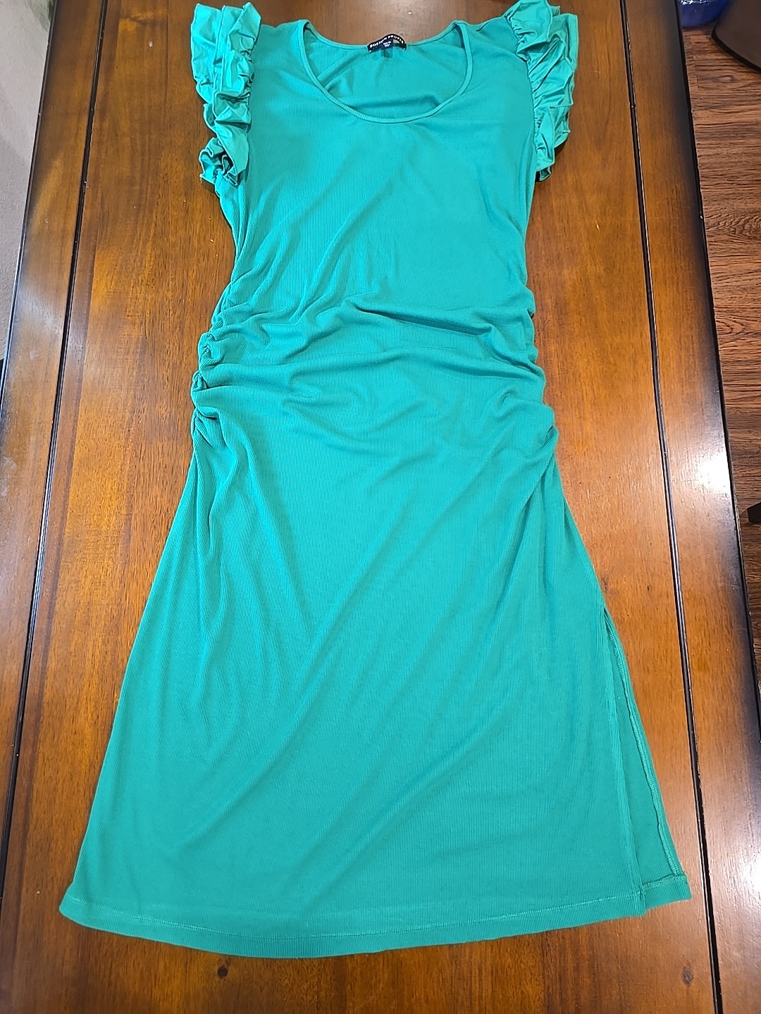 Women’s Green Boston Proper Ribber With side rouching, dress w/splits on side