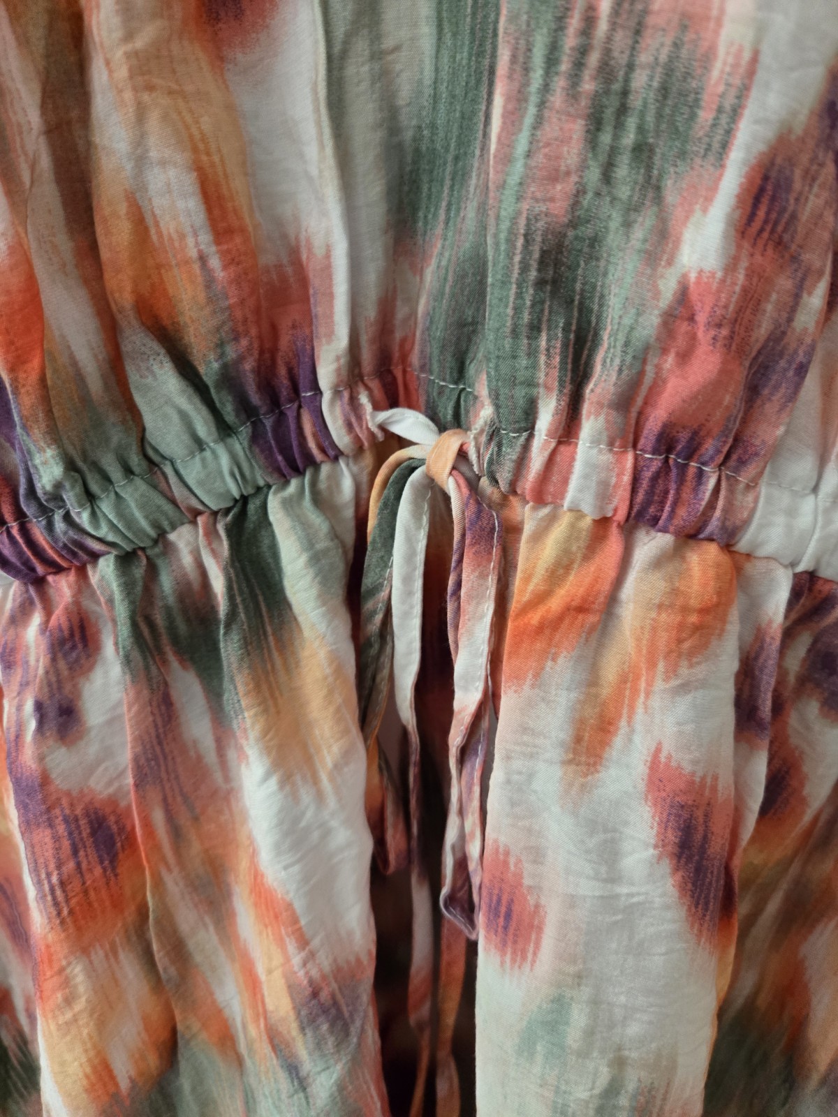 Time and Tru Women’s XL (16-18) Multicolor Abstract A-Line V-Neck Dress