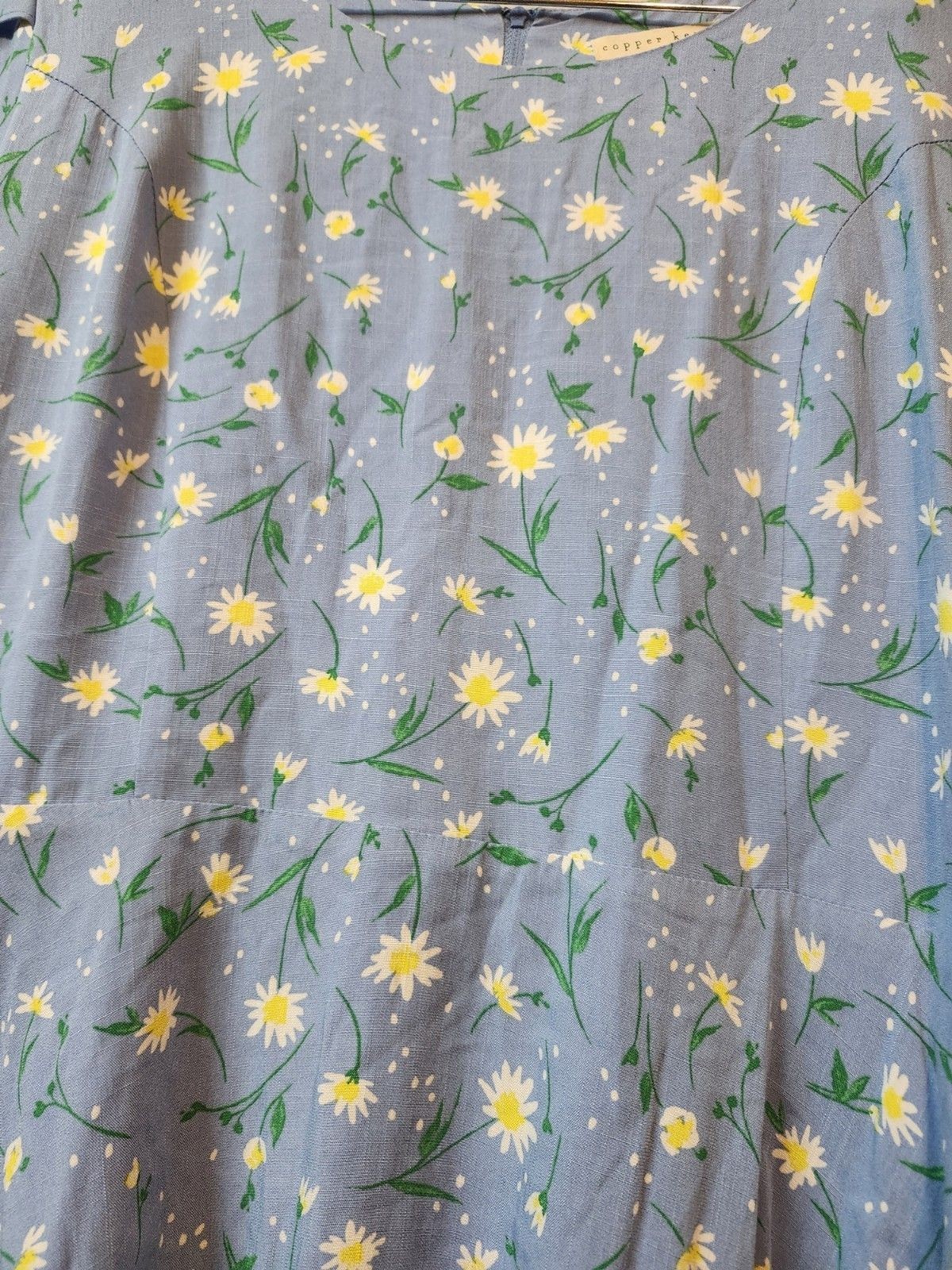 Copper Key Womens Blue Floral Print Fit And Flare Dress Size Large