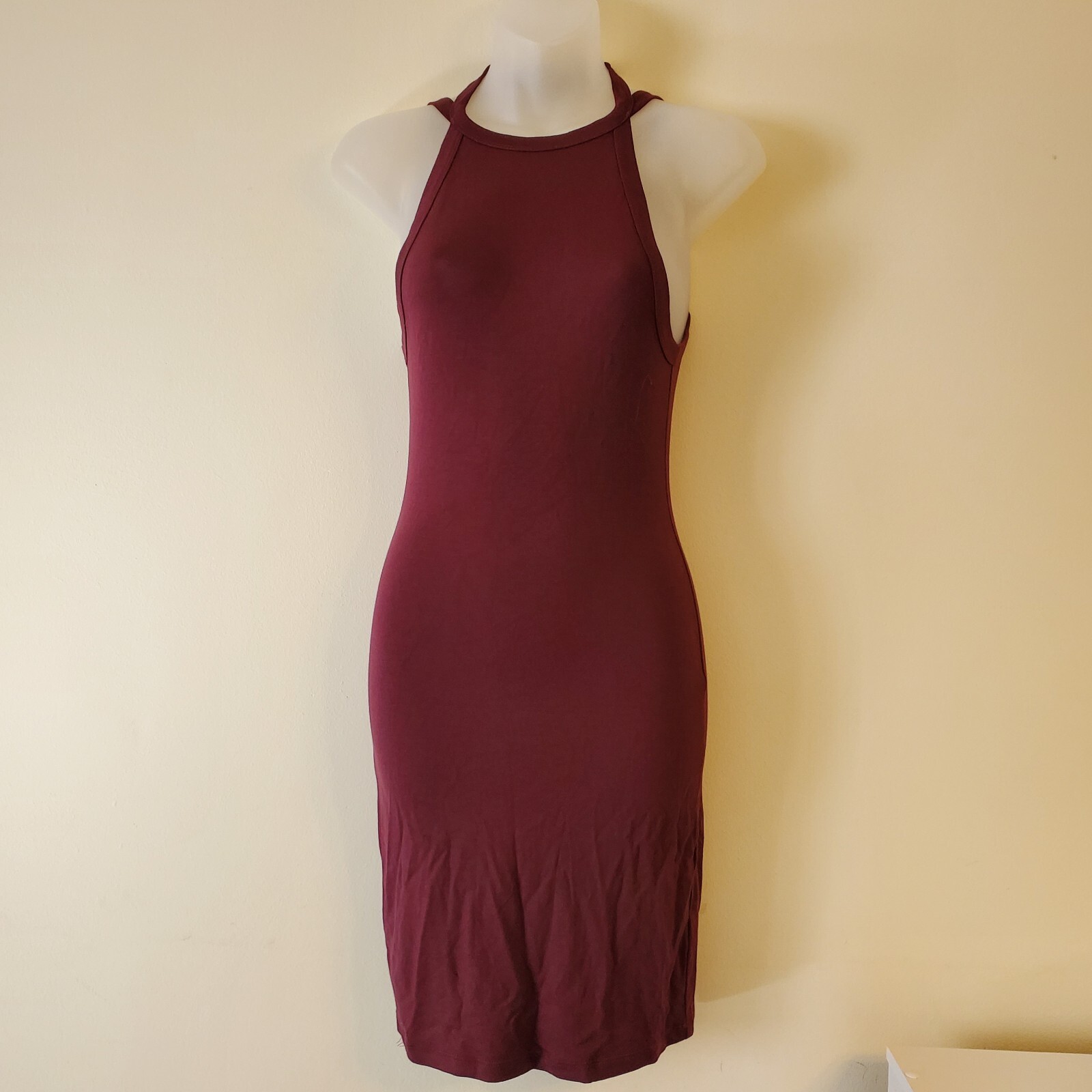 NEW! Garage Women’s Maroon Open Back High Neck Bodycon Dress Size S