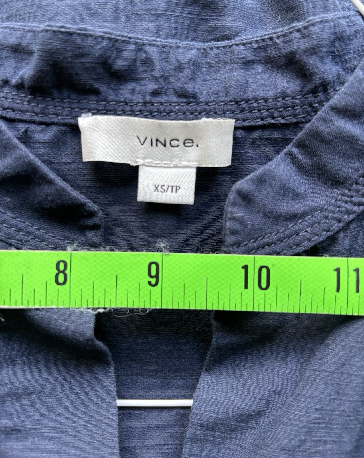 Vince Band Collar Pullover Dress Coastal Navy Linen sz XS/S Quiet Luxury Women’s