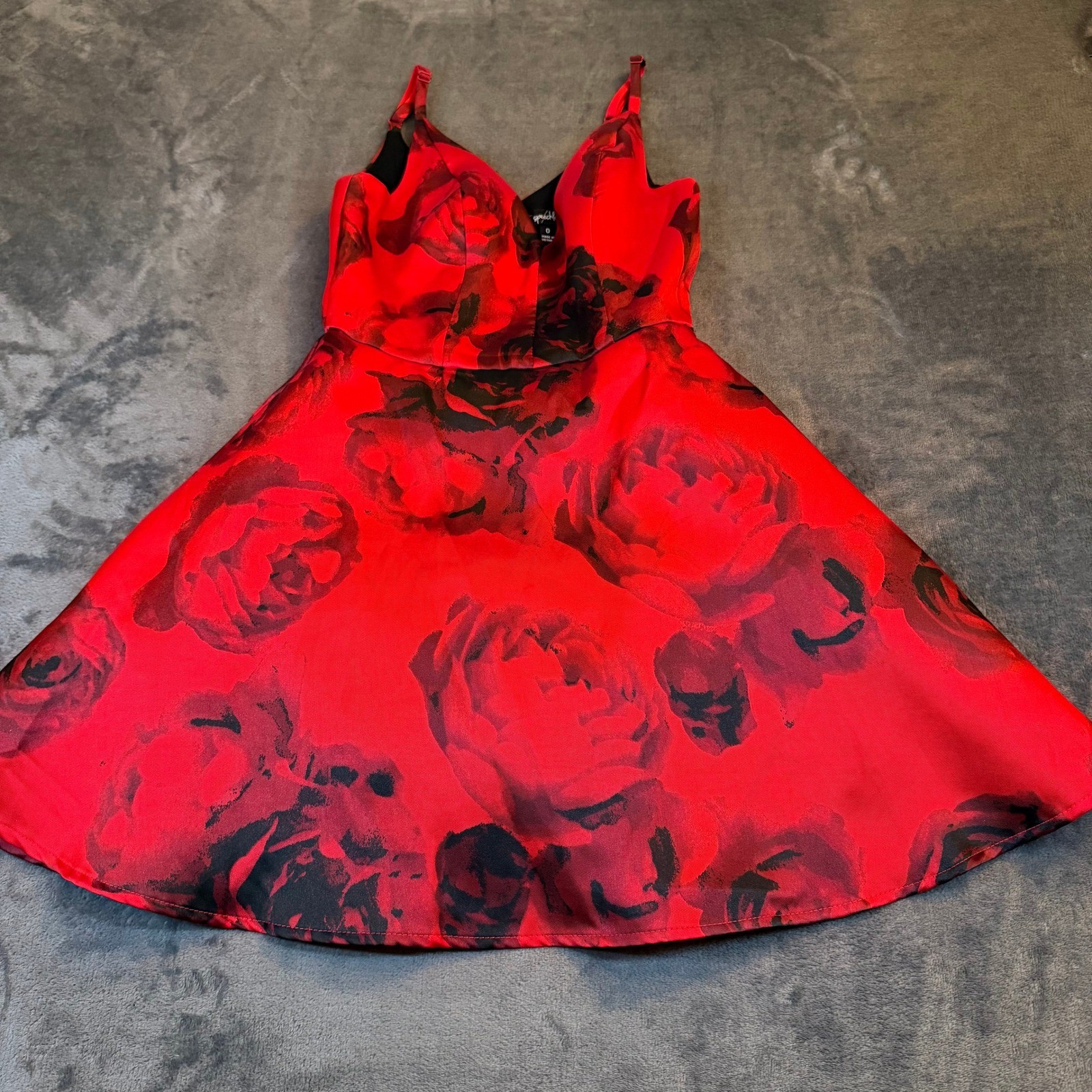 Speechless Floral Fit and Flare Dress Womens Size 0 Red Rose Sleeveless Party