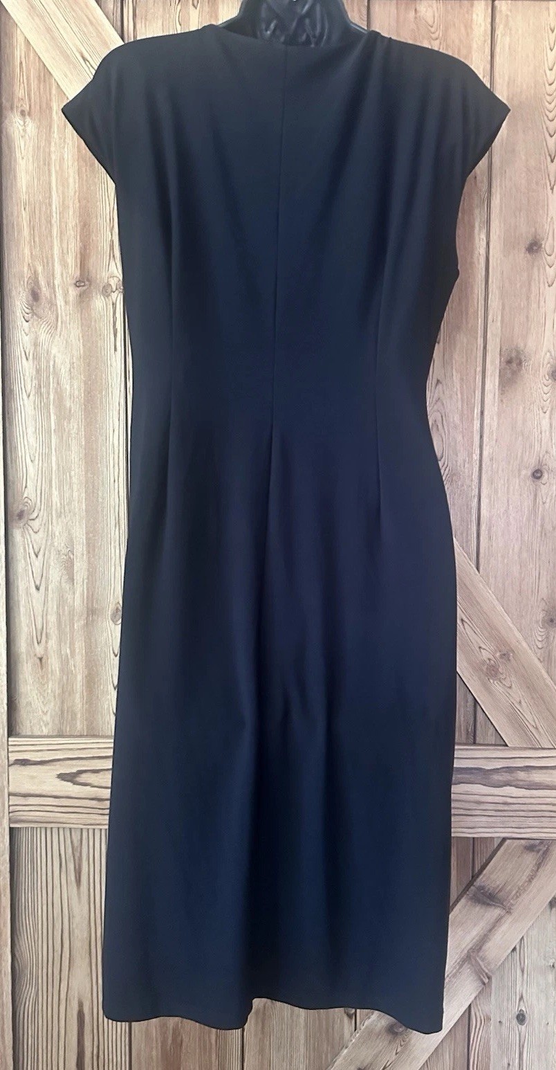 ESTABLISHED 1962 Black V-Neck Cap-Sleeve Faux Wrap Stretchy Dress Size 12