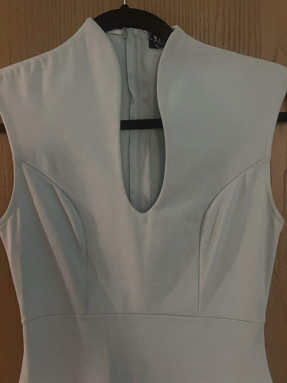 AKIRA Womens Light Blue V-Neck Sleeveless Bodycon Mini Dress Lined Zip S
