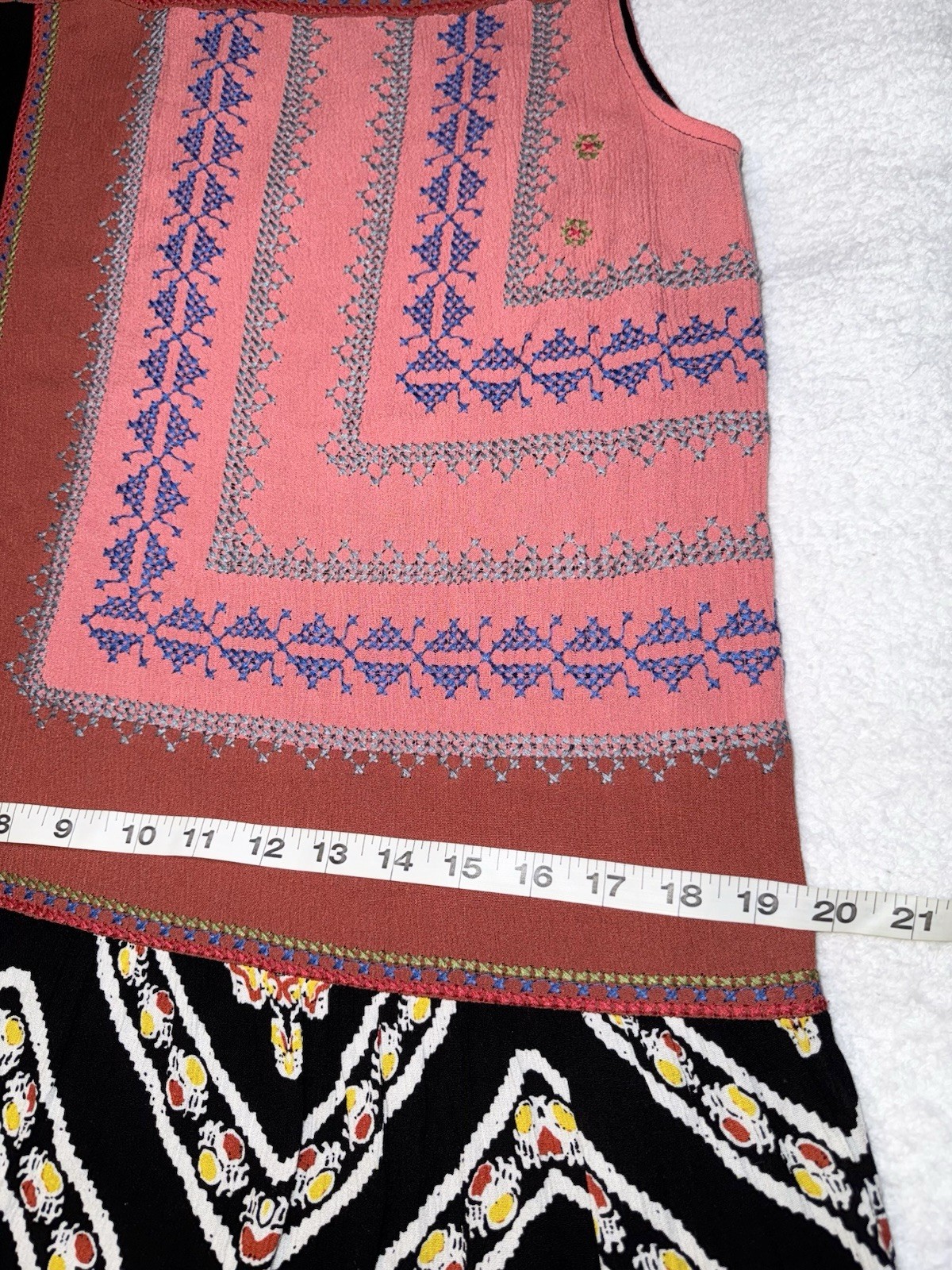 Desigual $189 Embroidered Patchwork Mixed Patterns Boho Shift Dress SIZE 44 XL