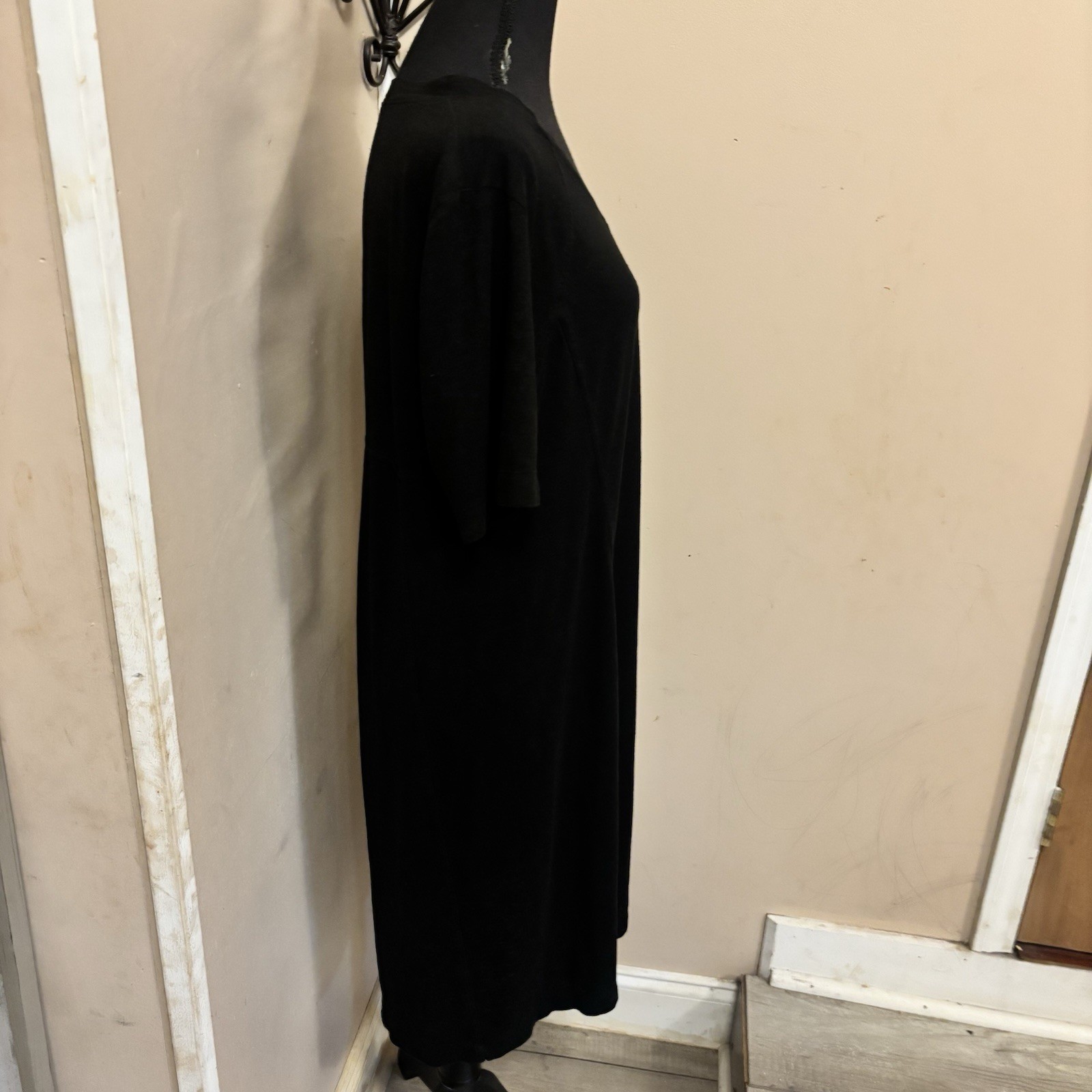 Eileen Fisher Black Hemp Organic Cotton Shift Dress Size Large