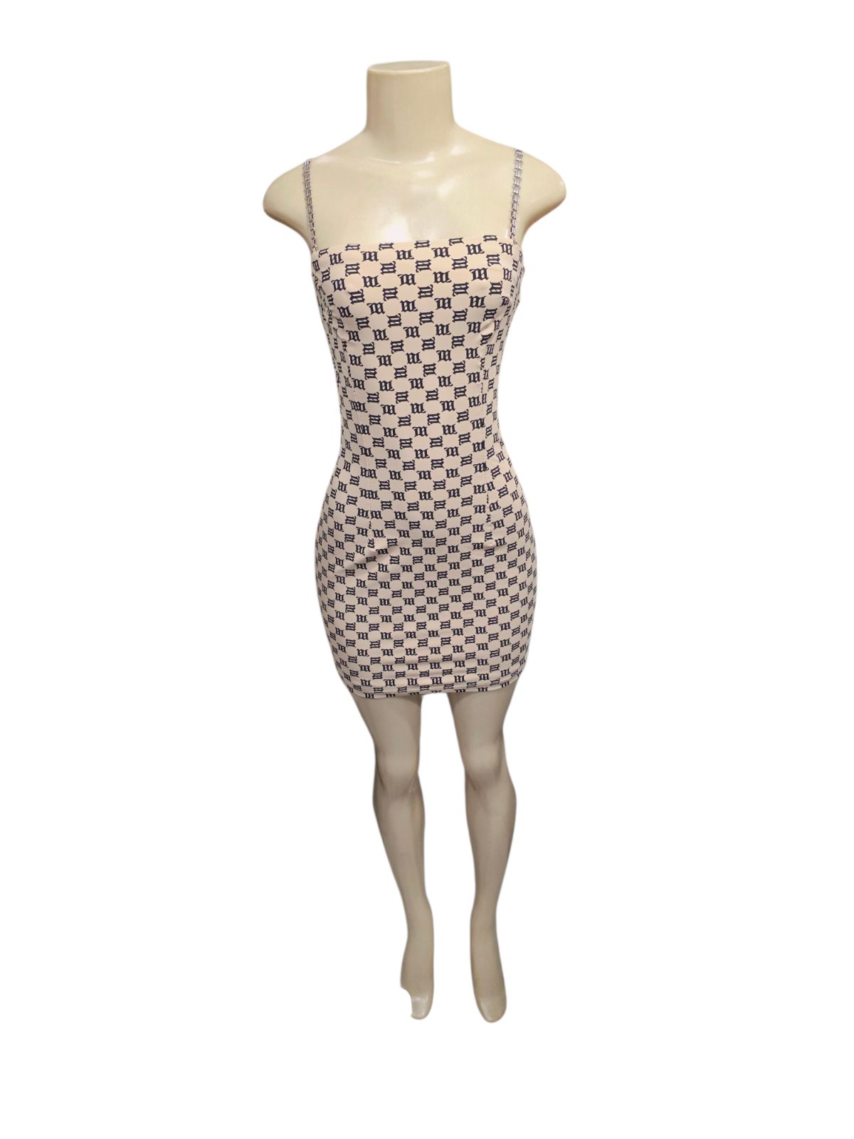 MISBHV Beige & Black Logo Monogram Mini Dress XS