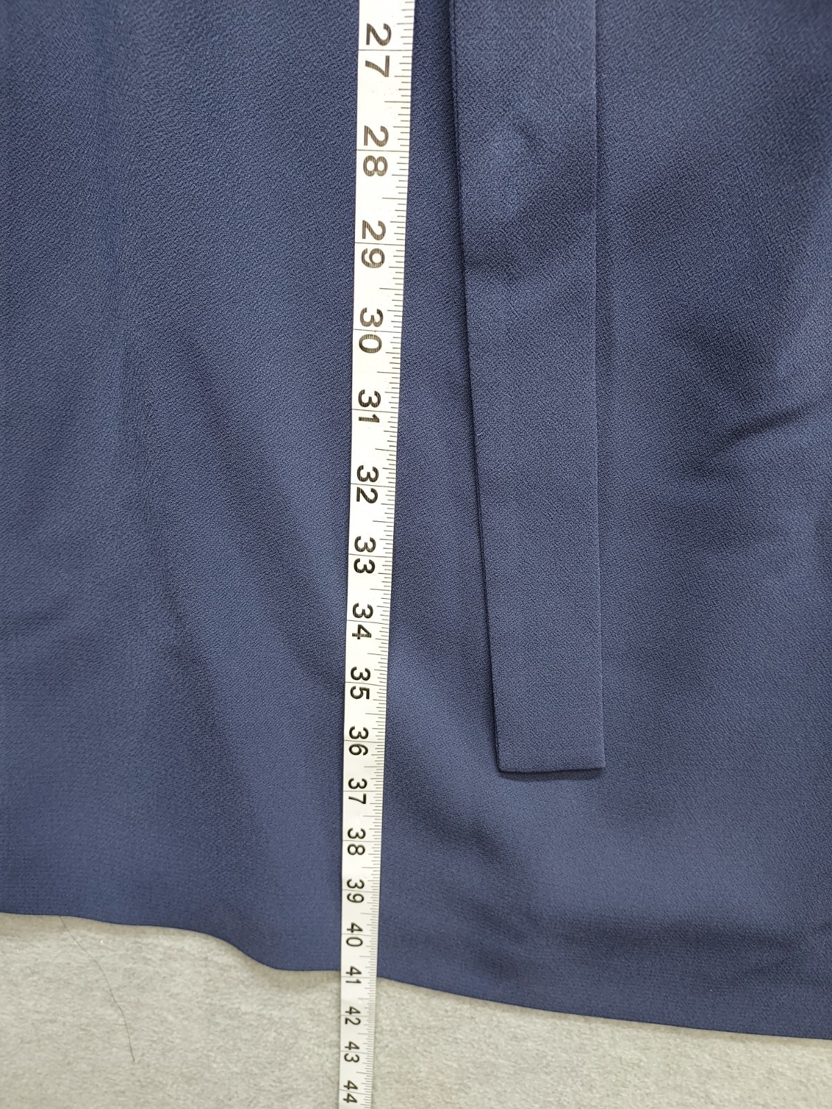 Hugo Boss Women Shift Dress 12 Blue Back Zipper Tie Waist Short Sleeve Cocktail