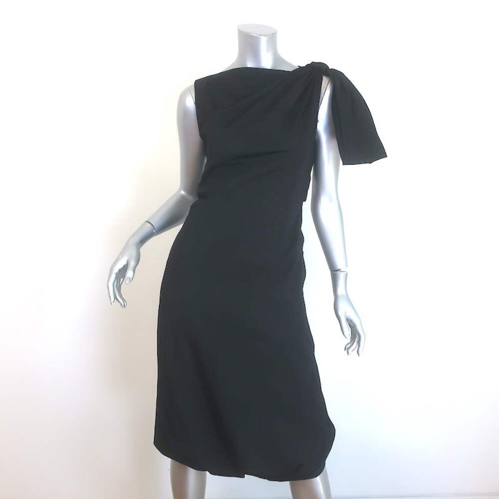 Giambattista Valli Bow-Strap Open Back Sheath Dress Black Taffeta Size 42