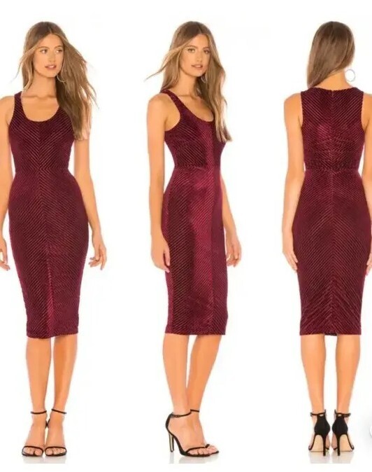 by the way. Revolve Shay Chevron Velvet Burgundy Midi Bodycon Dress Size XXS
