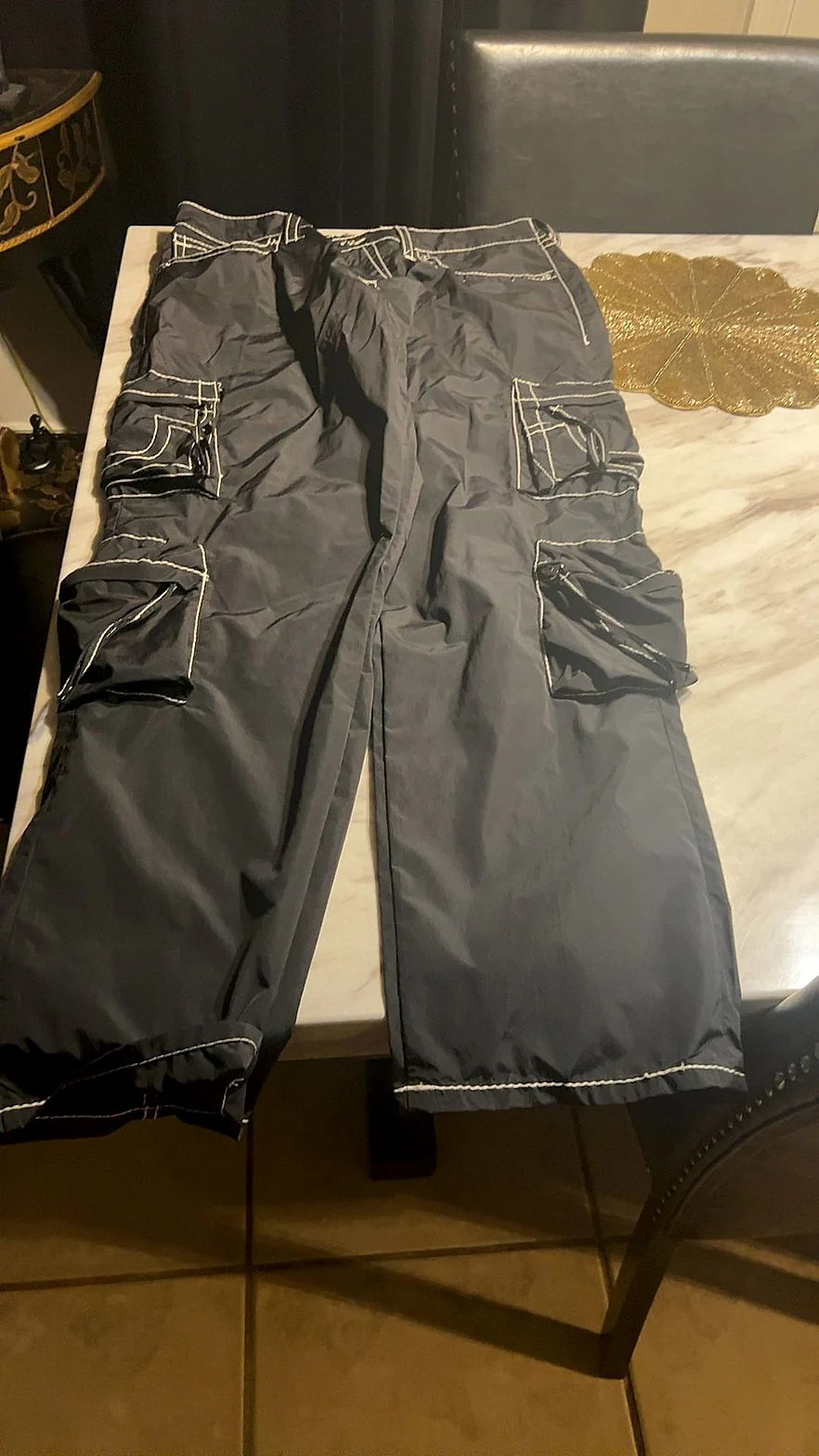 True Religion Big T Baggy Double Pocket Nylon Cargo Pants