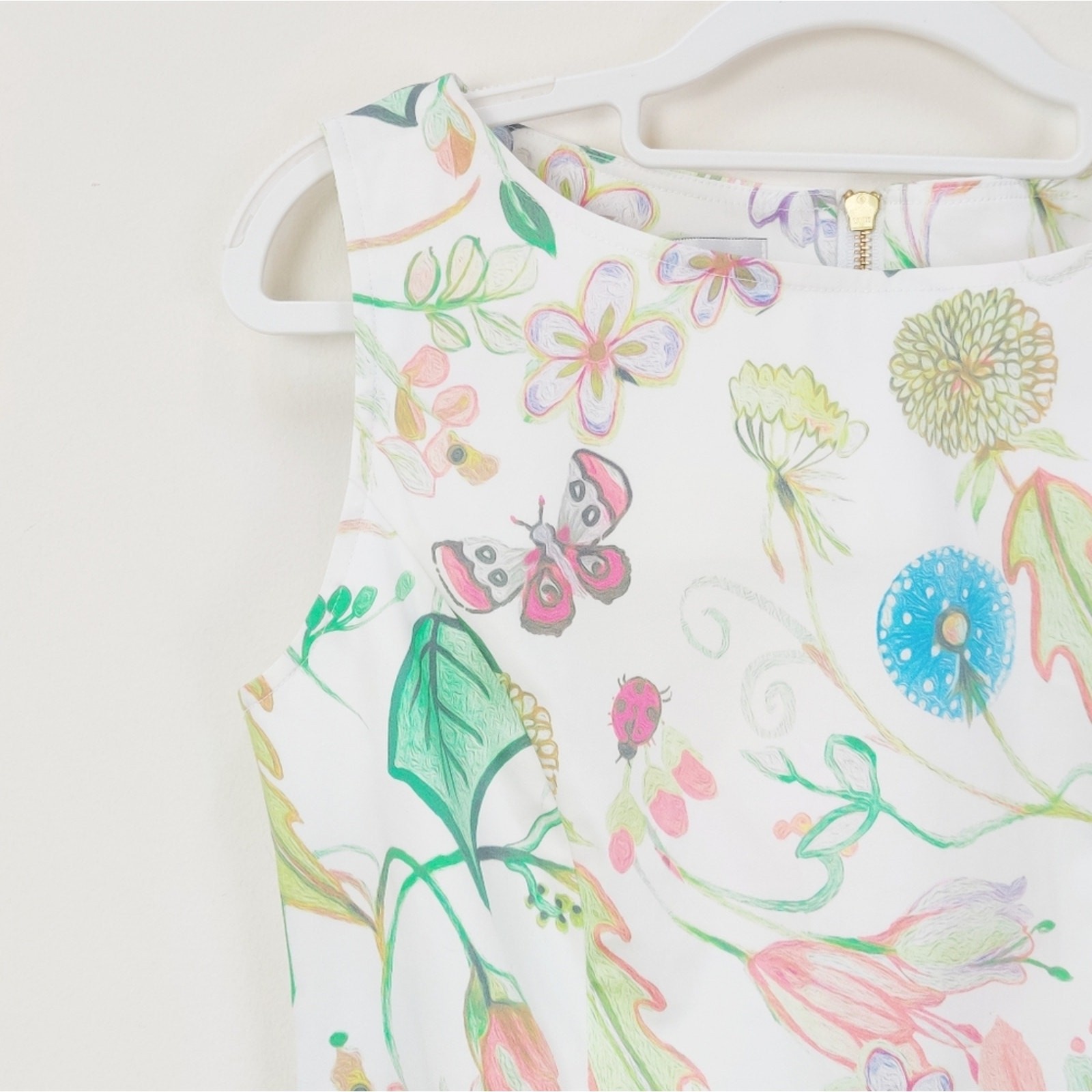 Sara Campbell Sleeveless Floral Sheath Dress Botanical Made In USA Size 2 Cotton