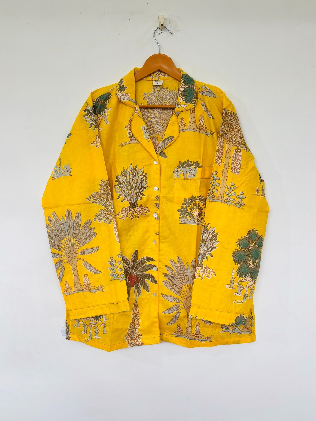 Palm Tree Print Cotton Pajama Set:Summer Loungewear night wear for woman’s