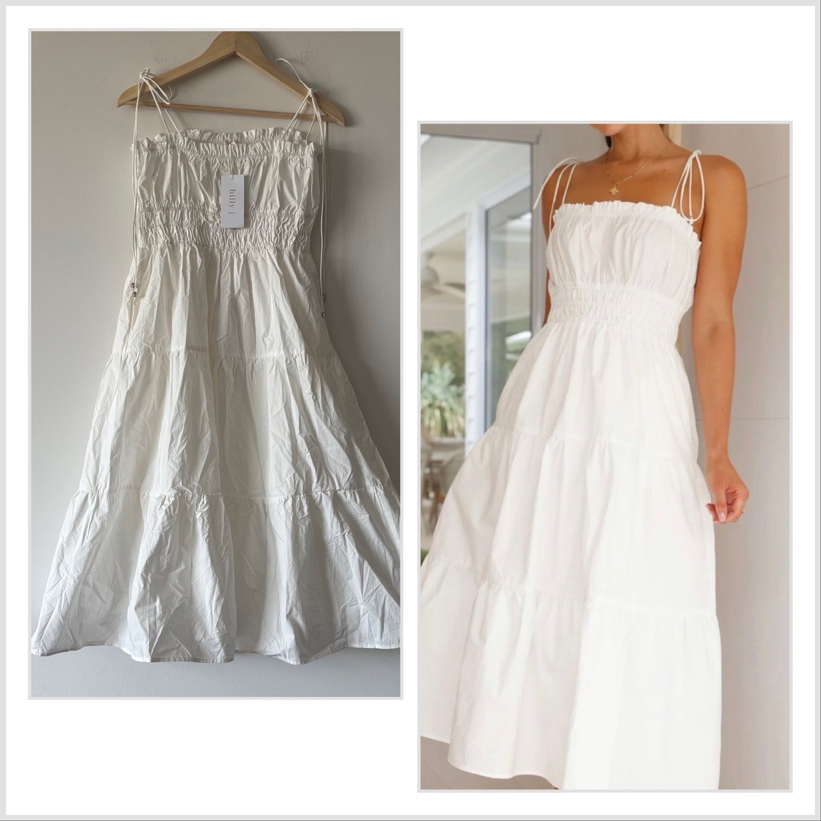 Billy J Cottagecore Milkmaid White Dress Midi Tie Straps Women’s Size 10 Event