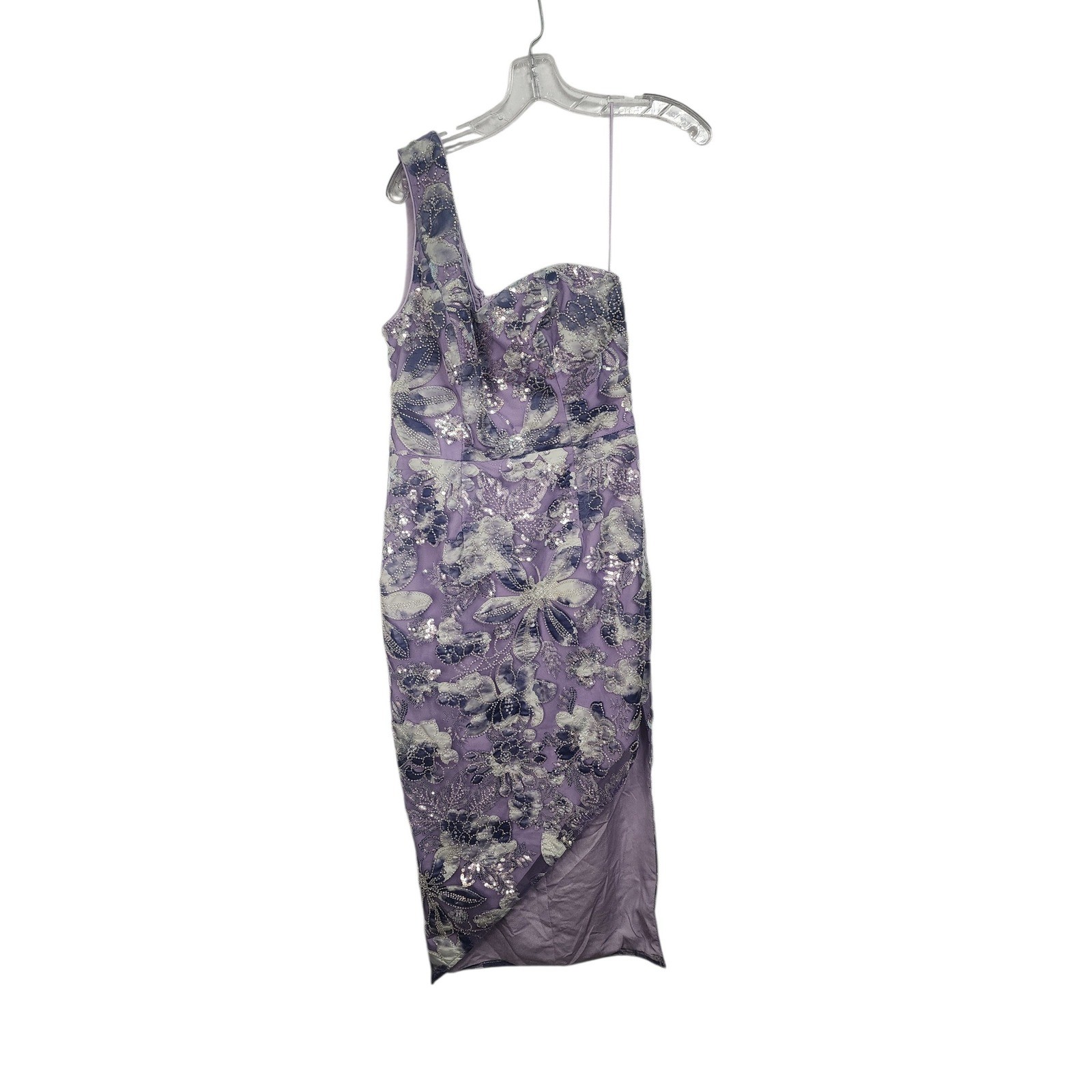 Dress The Population Lilac Multi NWT Sequin Floral Midi Dress Size M