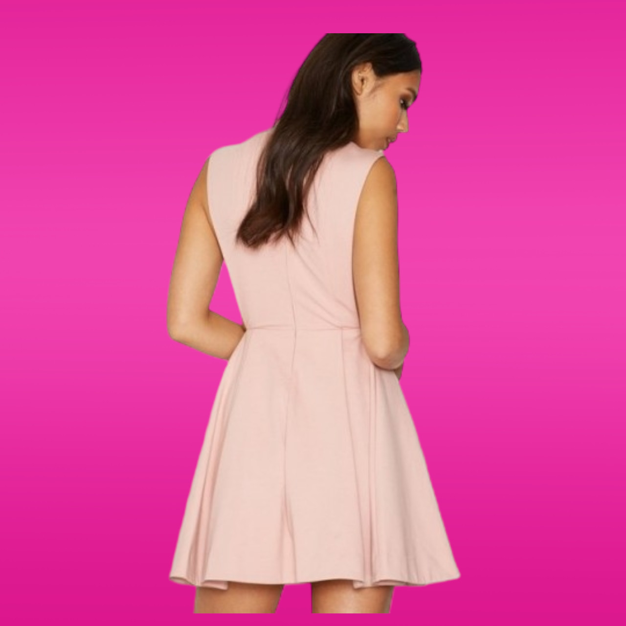BNWT Womens AQ/AQ Sorah High Neck Mini Dress Pale Pink Open Side UK 8 RRP £159