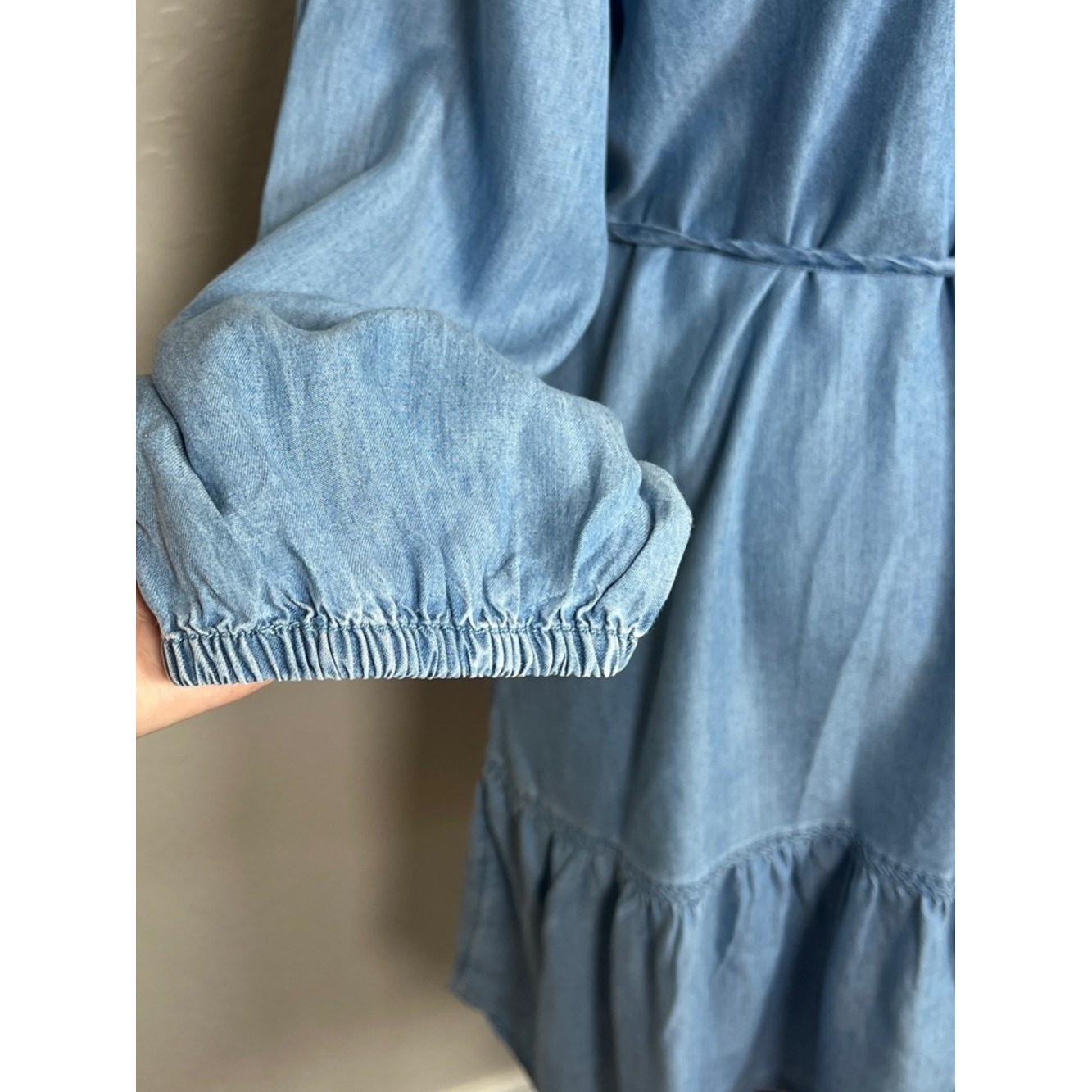 BEACHLUNCHLOUNGE Women’s Size XL Medium Wash Chambray Long Sleeve Shirt Dress