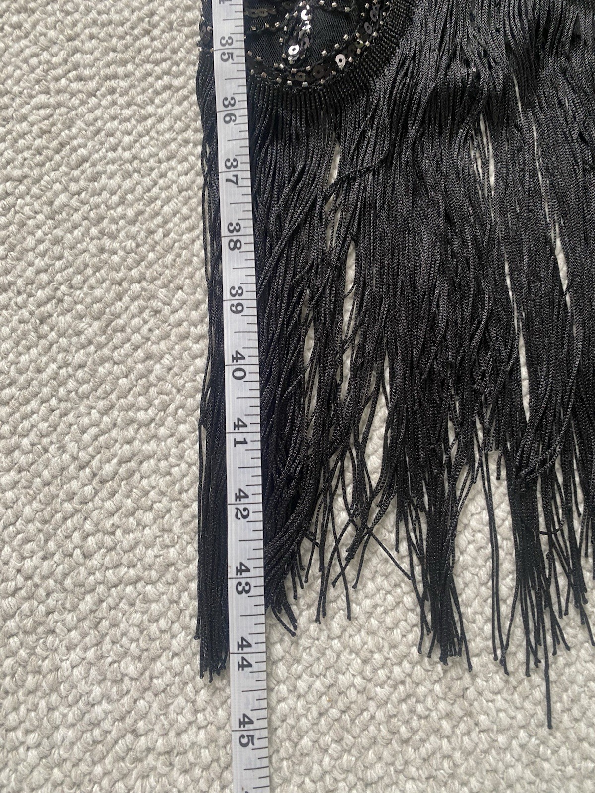 Fundaisy Gatsby Flapper Fringe Black Beaded Sequin Midi Dress, Size S, Glam
