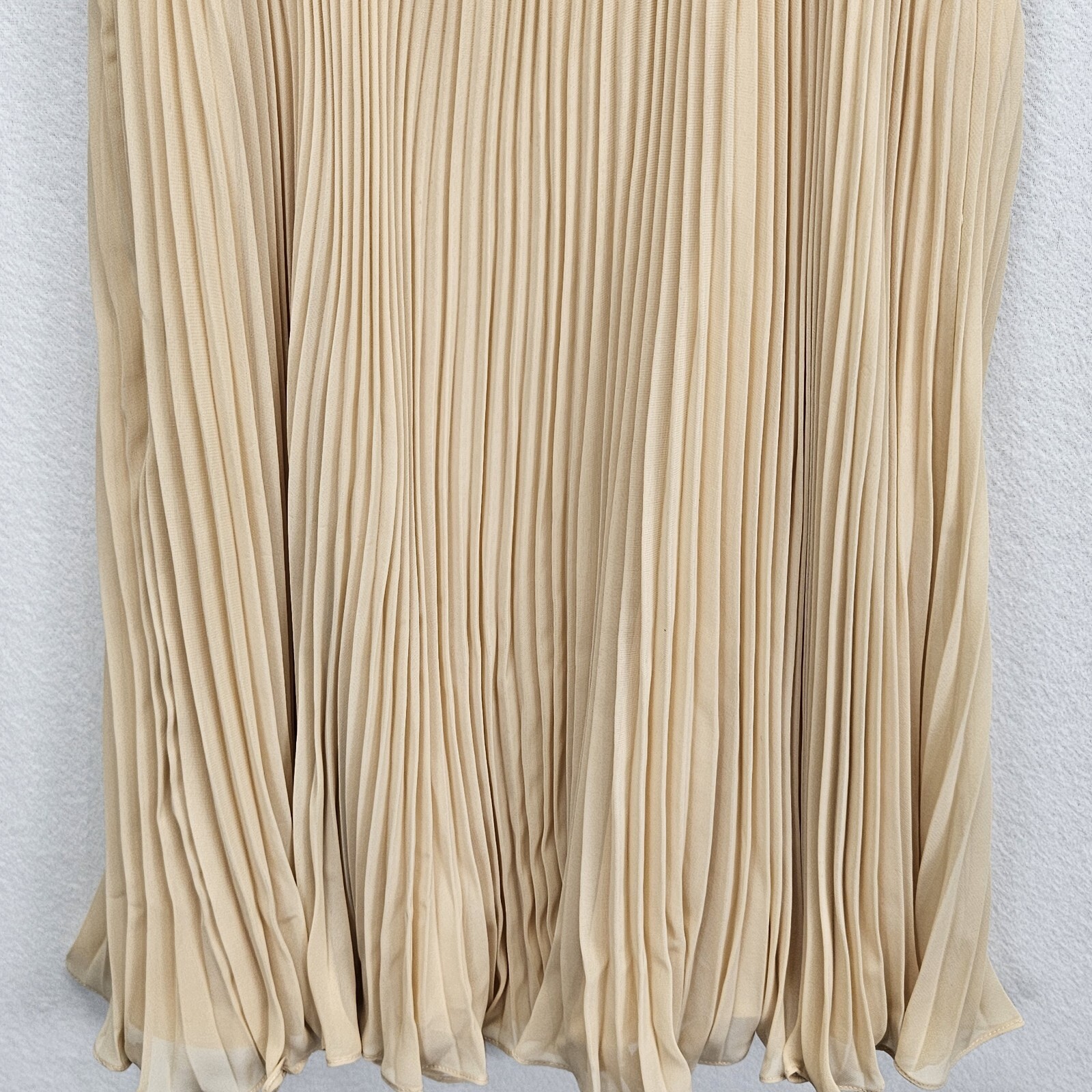 Basix Black Label Dress 6 Beige Pleated Rhinestone Cocktail Evening Prom