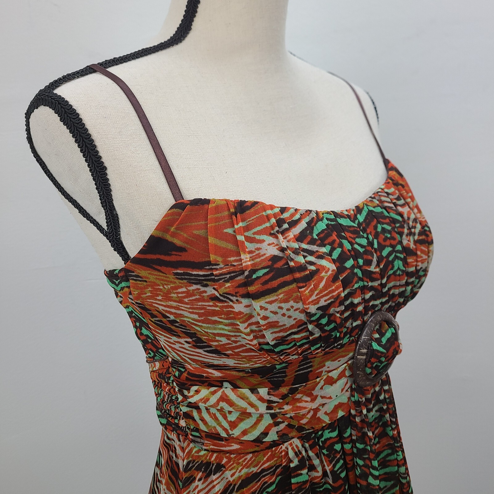 Ruby Rox Dress Women Small Brown Multicolor Adjustable Lined Pullover Padded