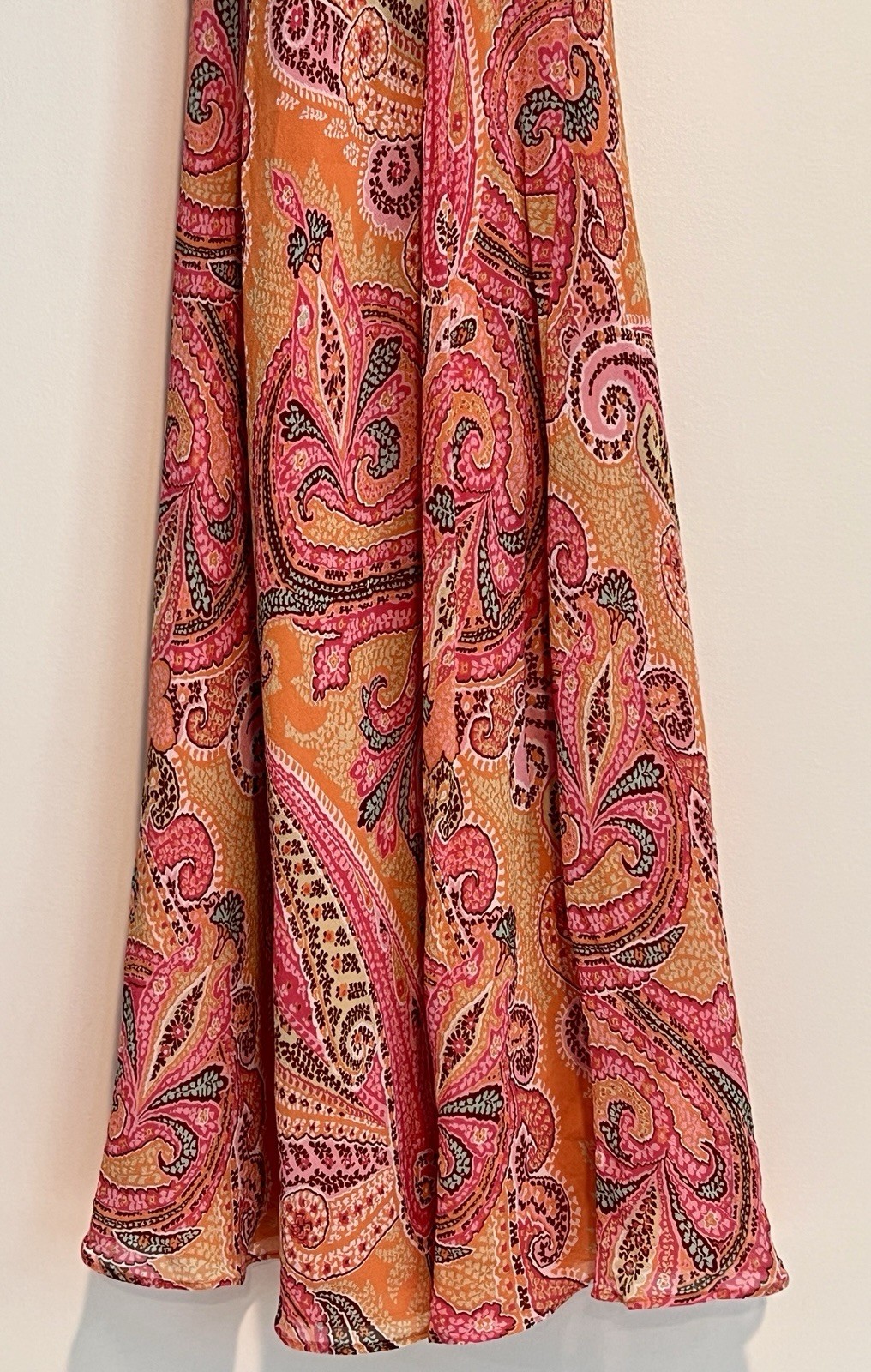 Ann Taylor Halter Silk Midi Dress Sz 2 Paisley Boho Y2k Summer Wedding Tropical