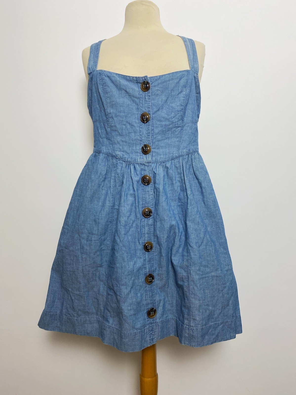 Free People Pinafore Dress Size UK 14 Blue Caroline Blue Mini Dress Pockets