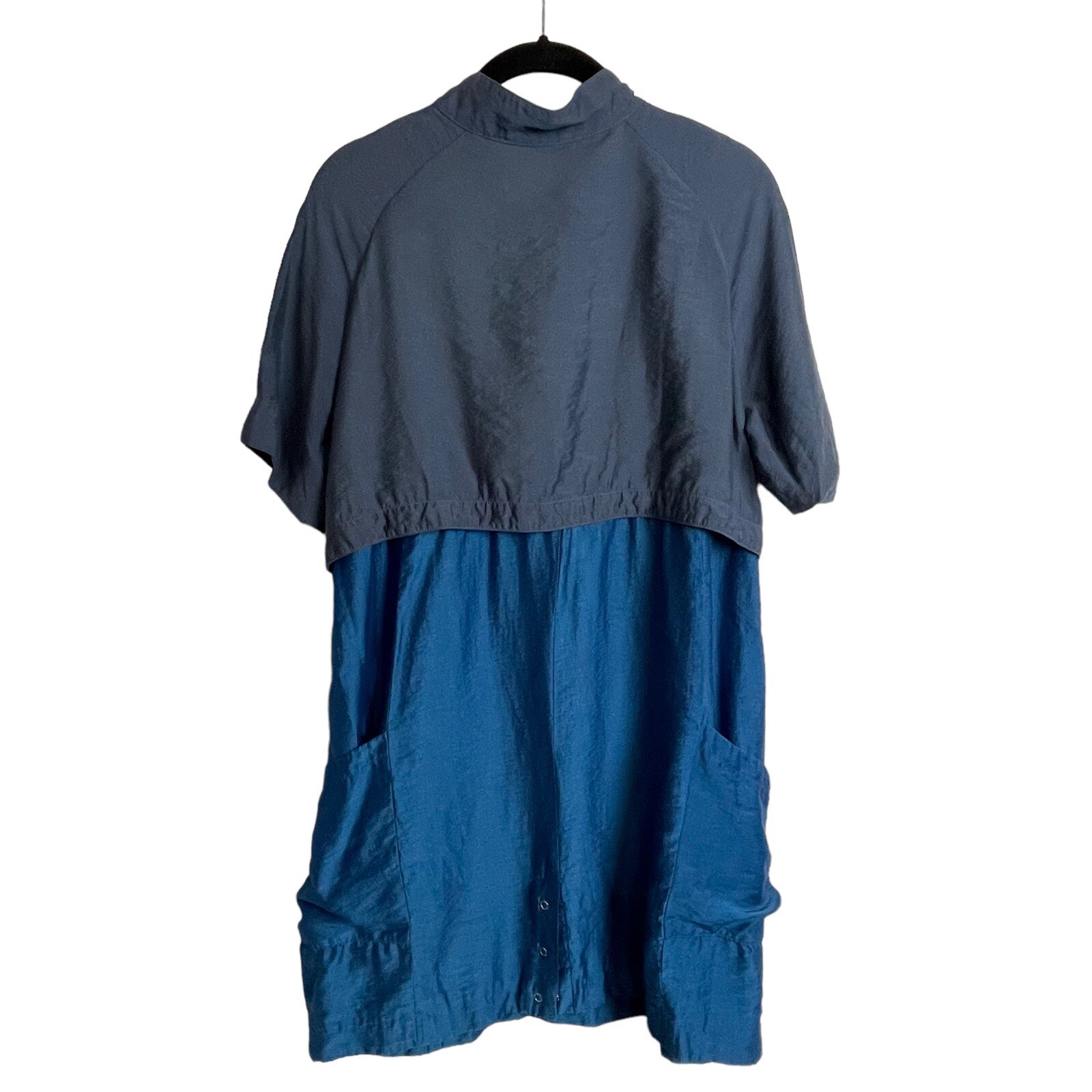 Opening Ceremony Colorblock Vented Pockets Dress Gray Teal Size L Button Popover