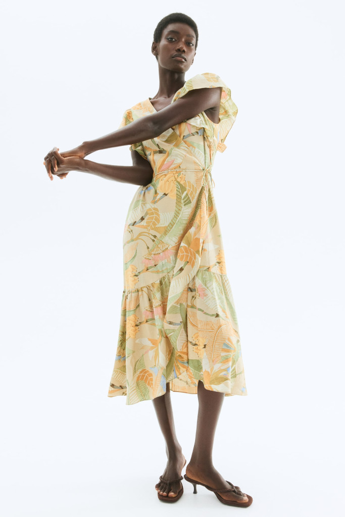 NWT H&M PATTERNED WRAP-FRONT DRESS