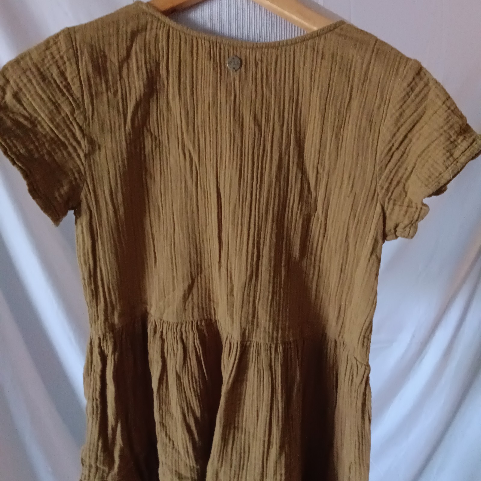 Rip Curl Size S Brown Dress Summer Surfing Beach Girl Vneck 100% Cotton