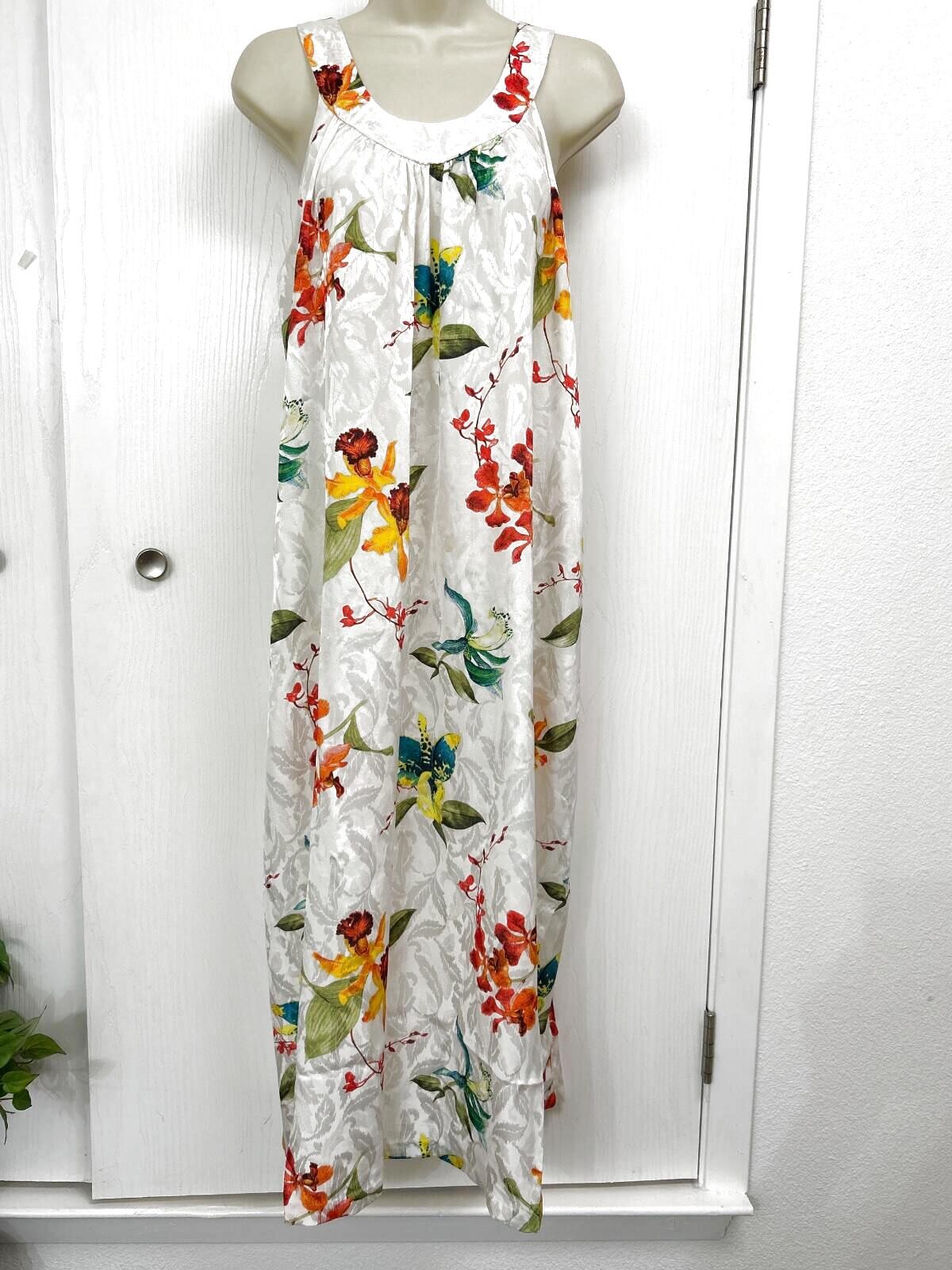 McFadden Hostess Gown Size Small Vibrant Floral Long Lounger Sateen 80’s Vintage