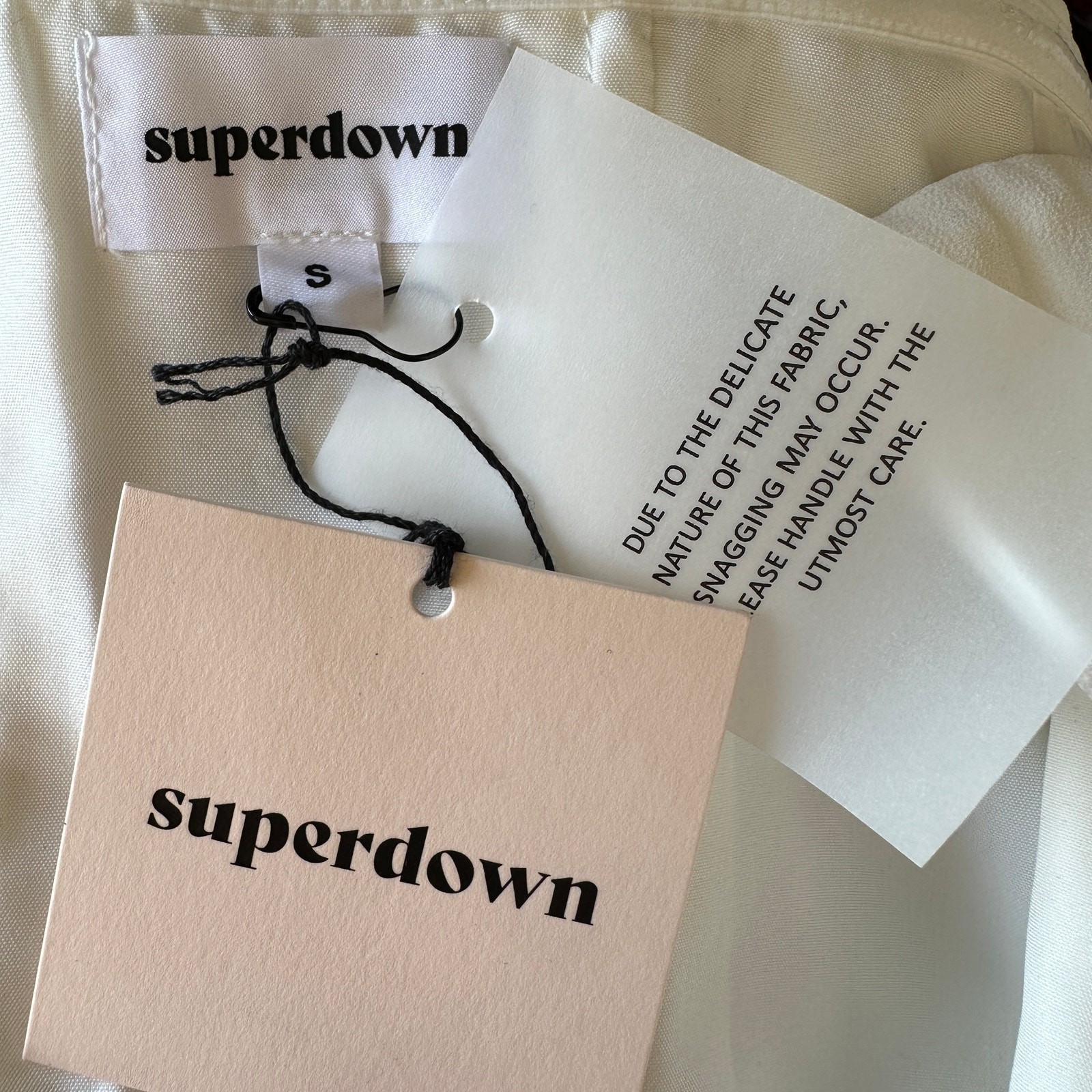 Superdown White Chiffon Mini Dress SMALL Bodycon Gloves Bridal Strapless $92 NEW