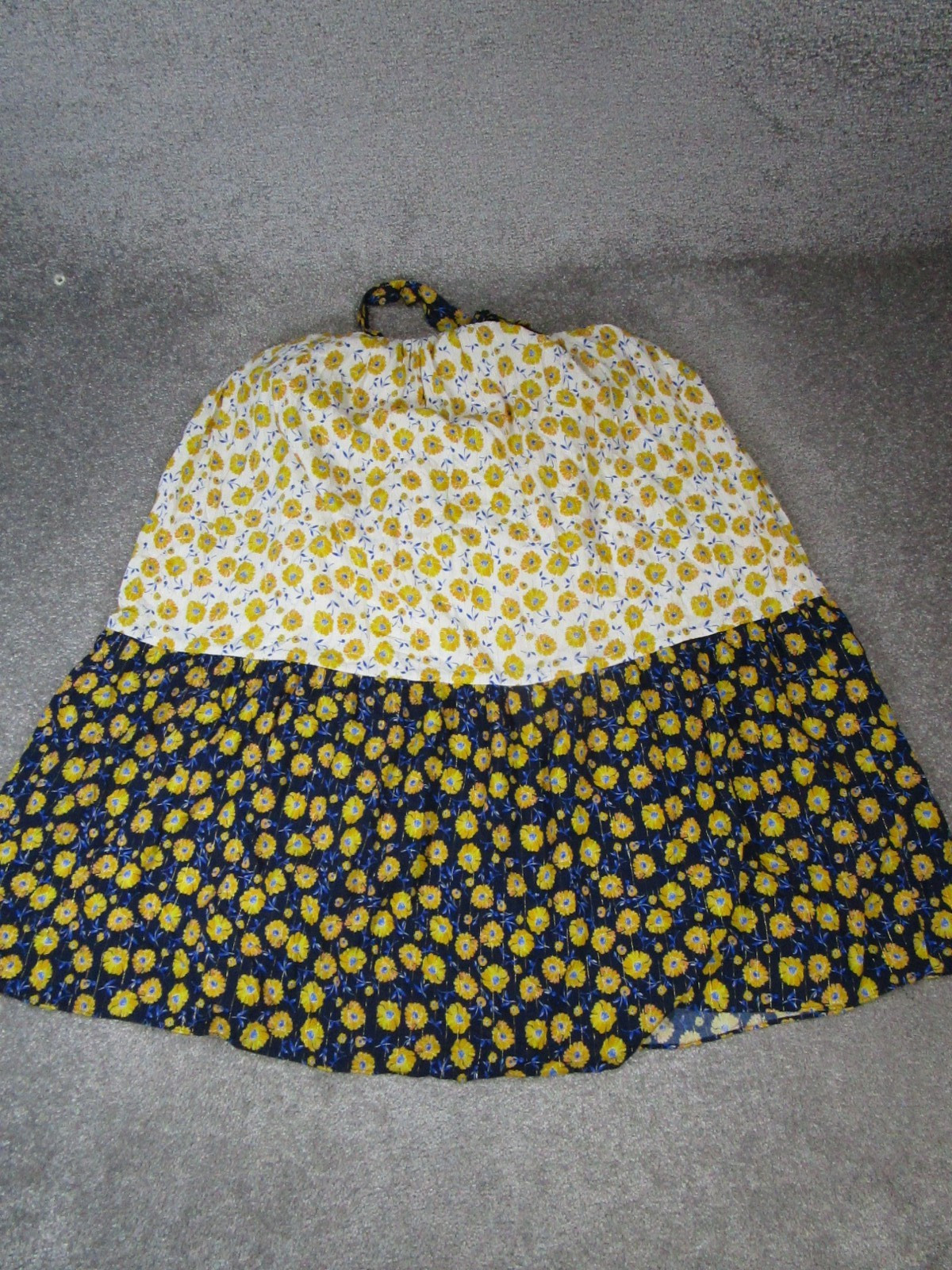 Shoshanna Dress Womens Large Yellow White Blue Floral Wrap Blouson Halter New