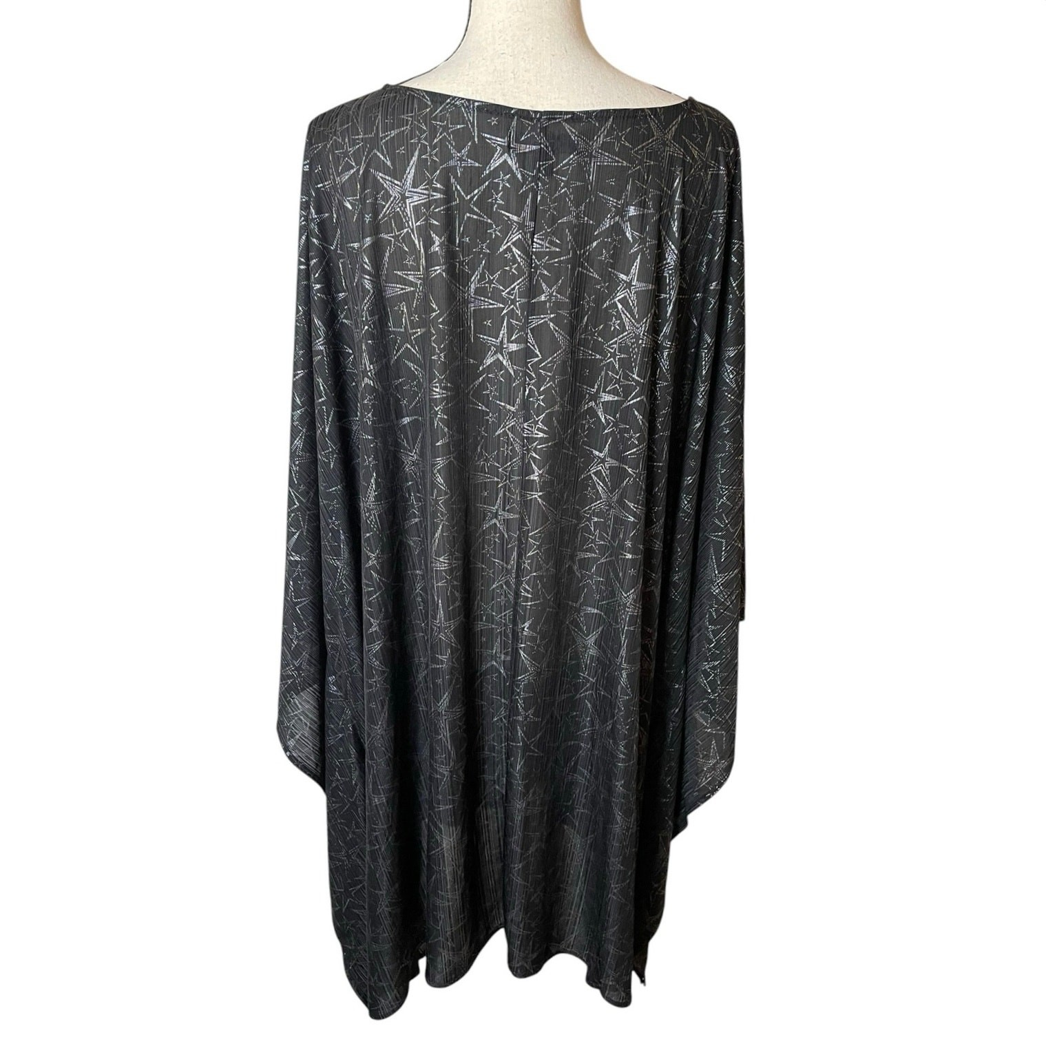 Celestial Metallic Stars Whimsigoth Witchy Poncho Kaftan Tunic Dress 3X