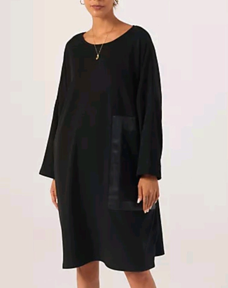 Frank Usher Microfleece Oversized Dress with Large PU Detail Pocket, One Size