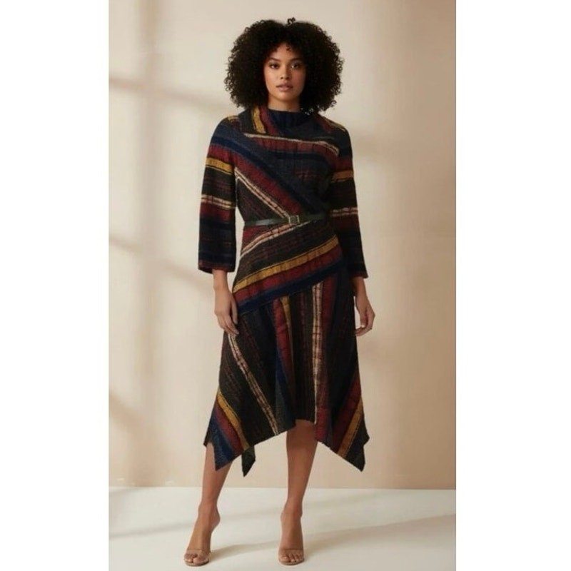 DANNY & NICOLE COWL NECK 3/4 SLEEVE DRESS FALL WINTER SIZE 14