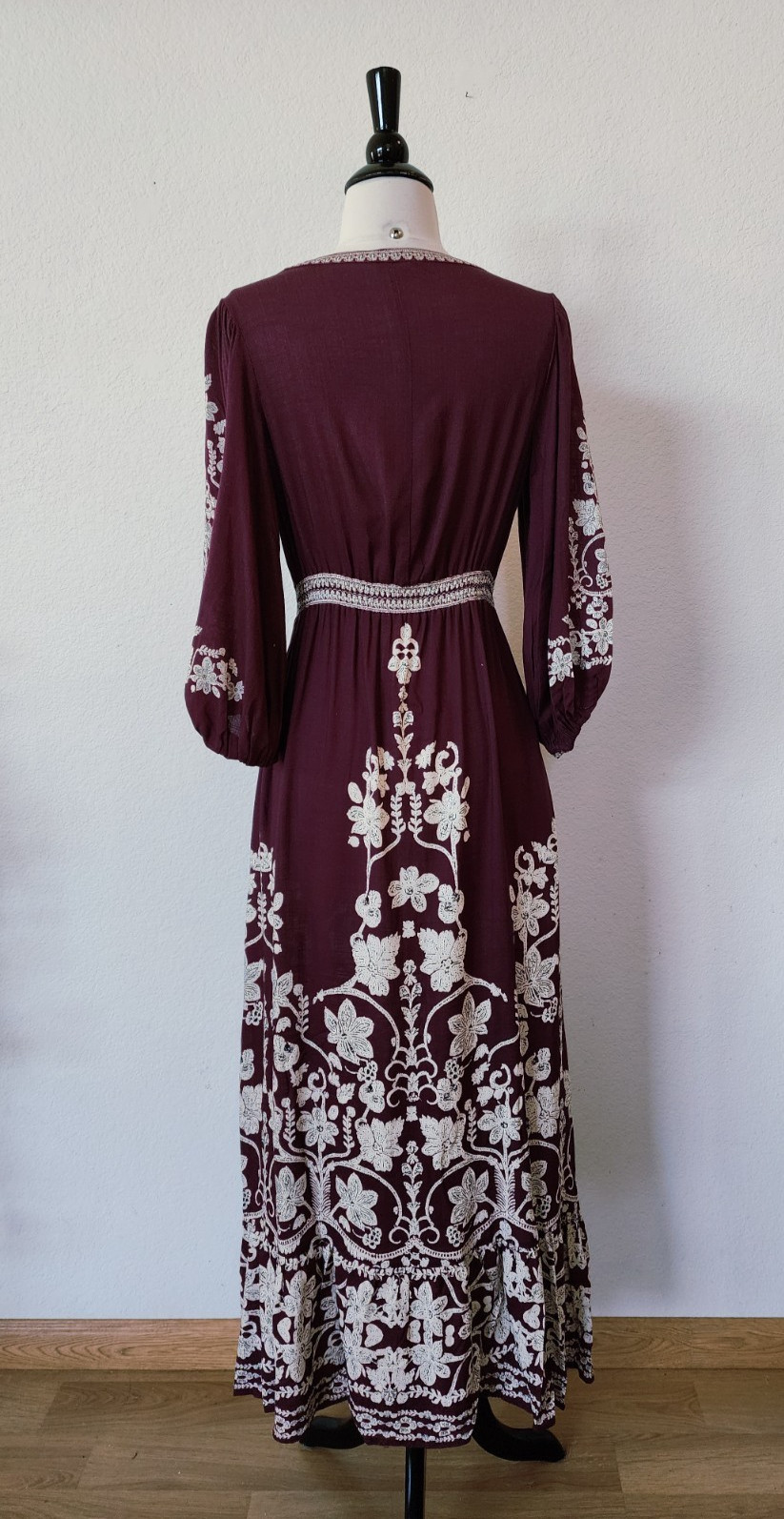 New Anthro Maxi Dress Size Small Medium Floral Print Pockets Peasant Boho Chic