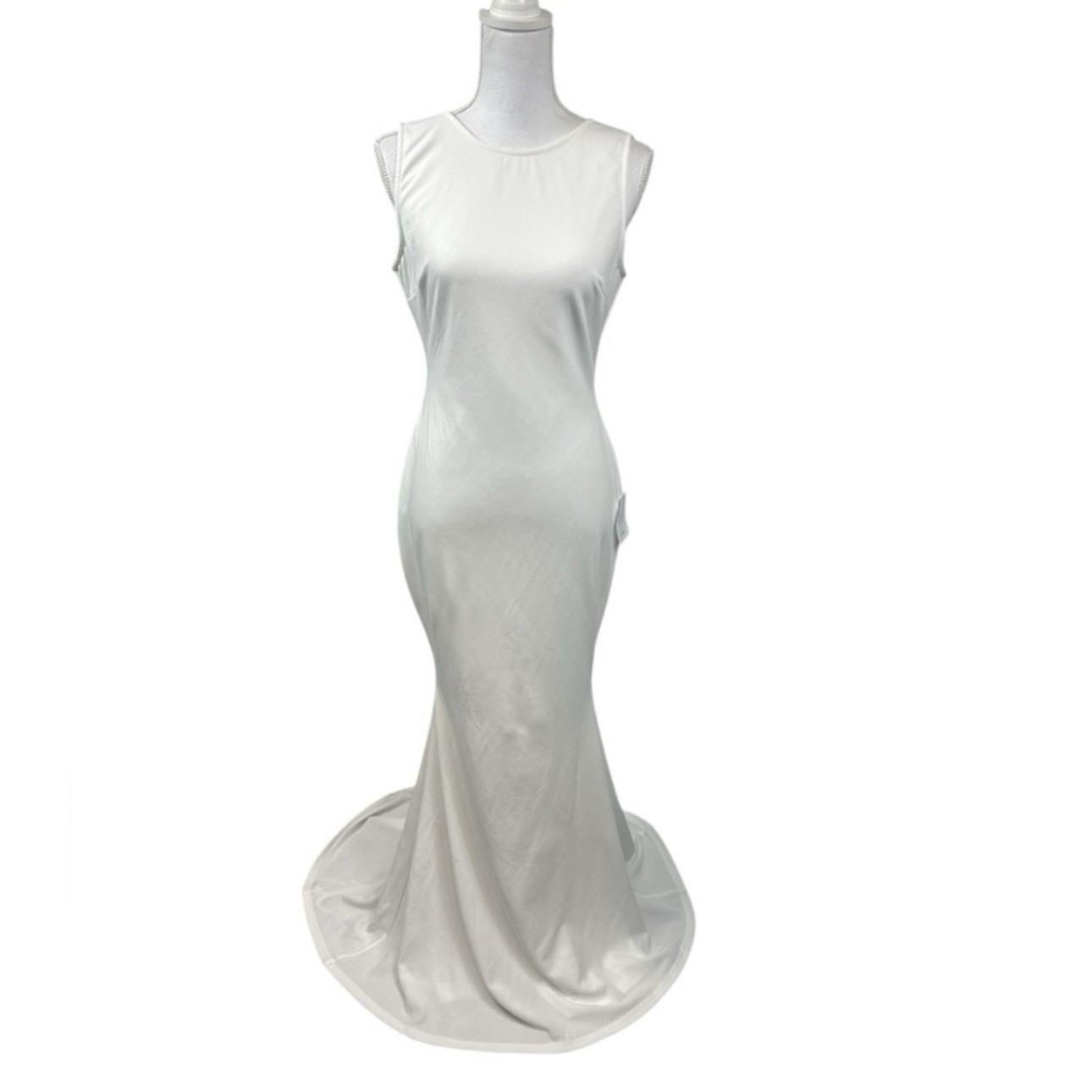 Lulus Va Va Voom White Backless Sleeveless Mermaid Maxi Dress Size Large NWT