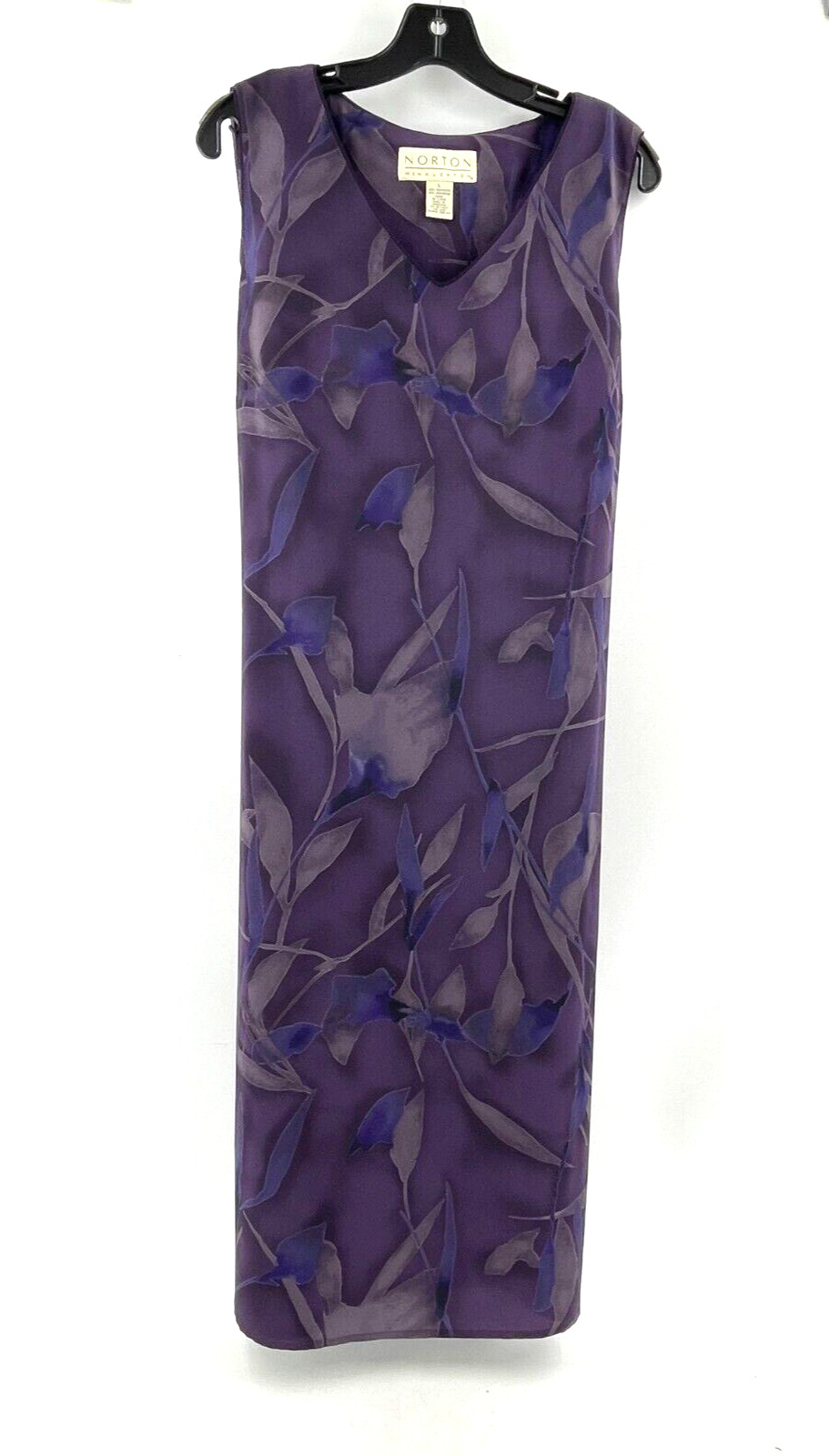 Norton McNaughton Purple Floral Sleeveless Maxi Dress Back Tie Size Large