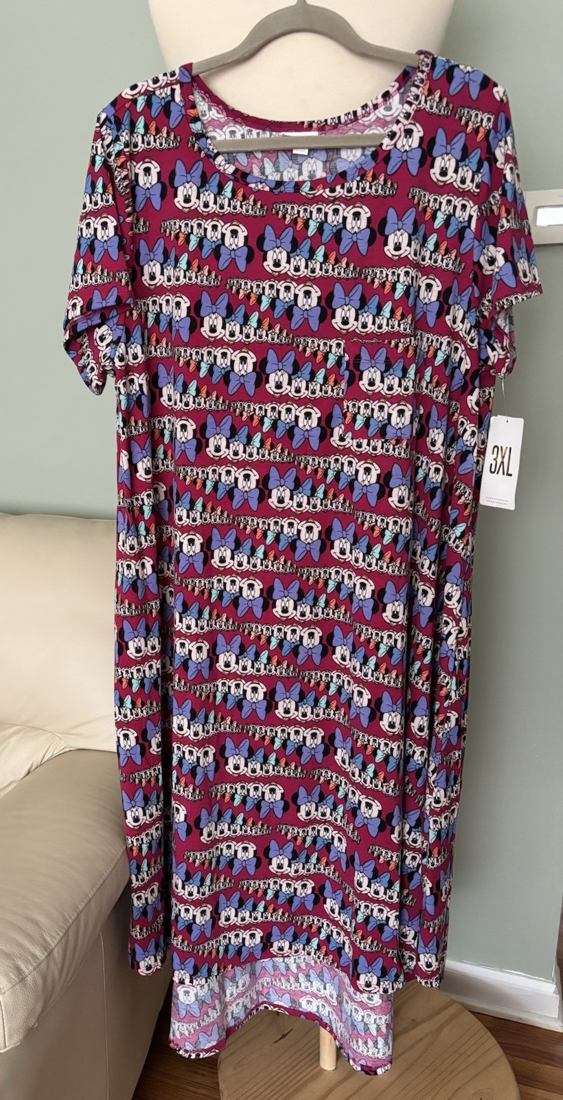 NWT LulaRoe Disney Minnie Mouse Short Sleeve Knit Dress Sz 3XL Casual